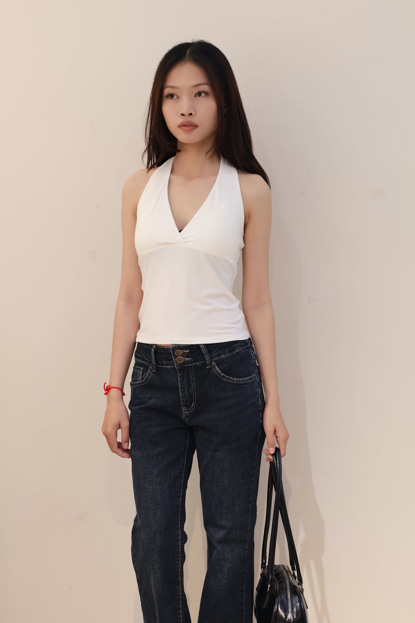 STRAIGHT LEG LOW RISE DOUBLE BUTTONED JEANS