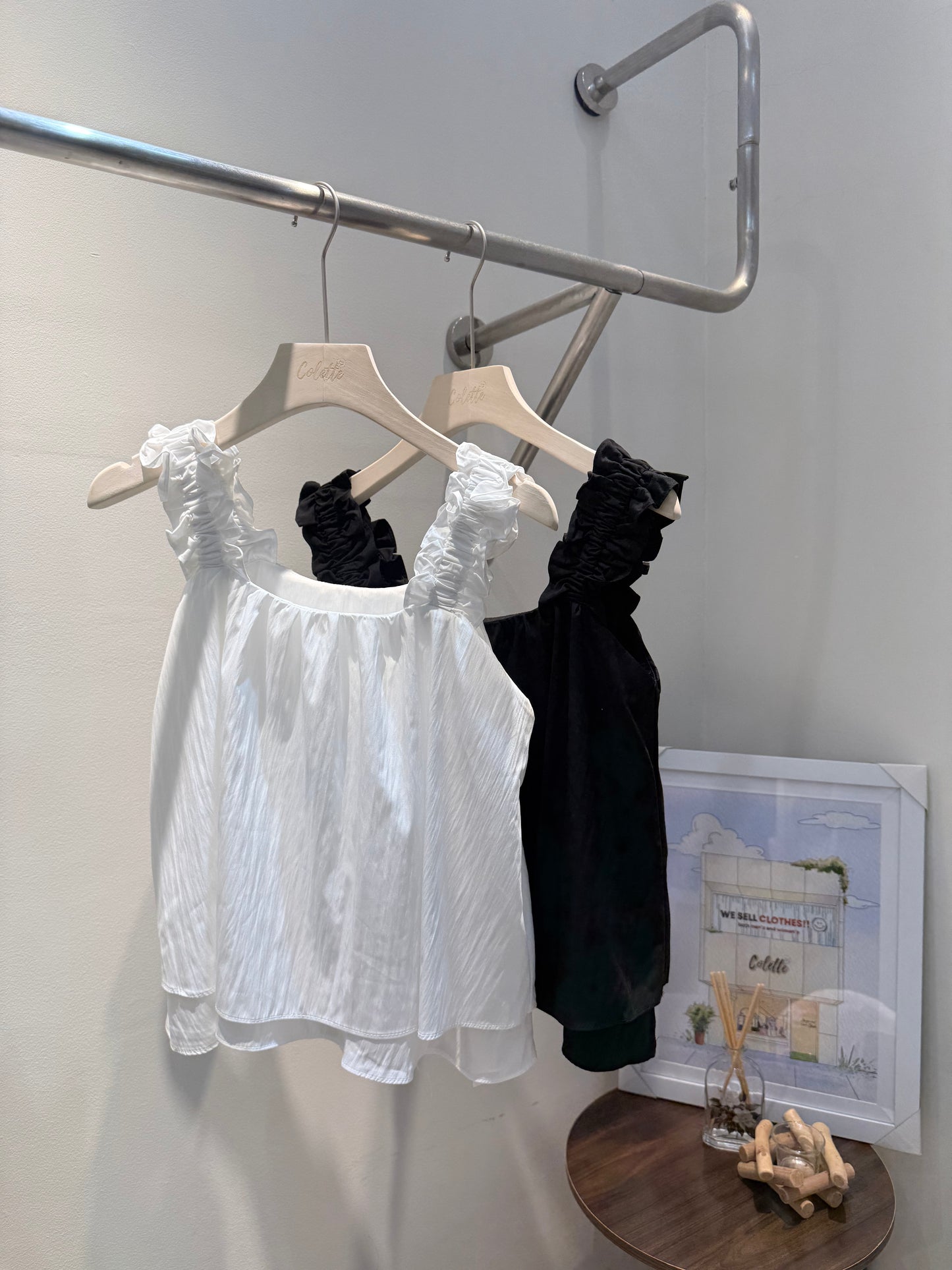 Runched sleeves tank top