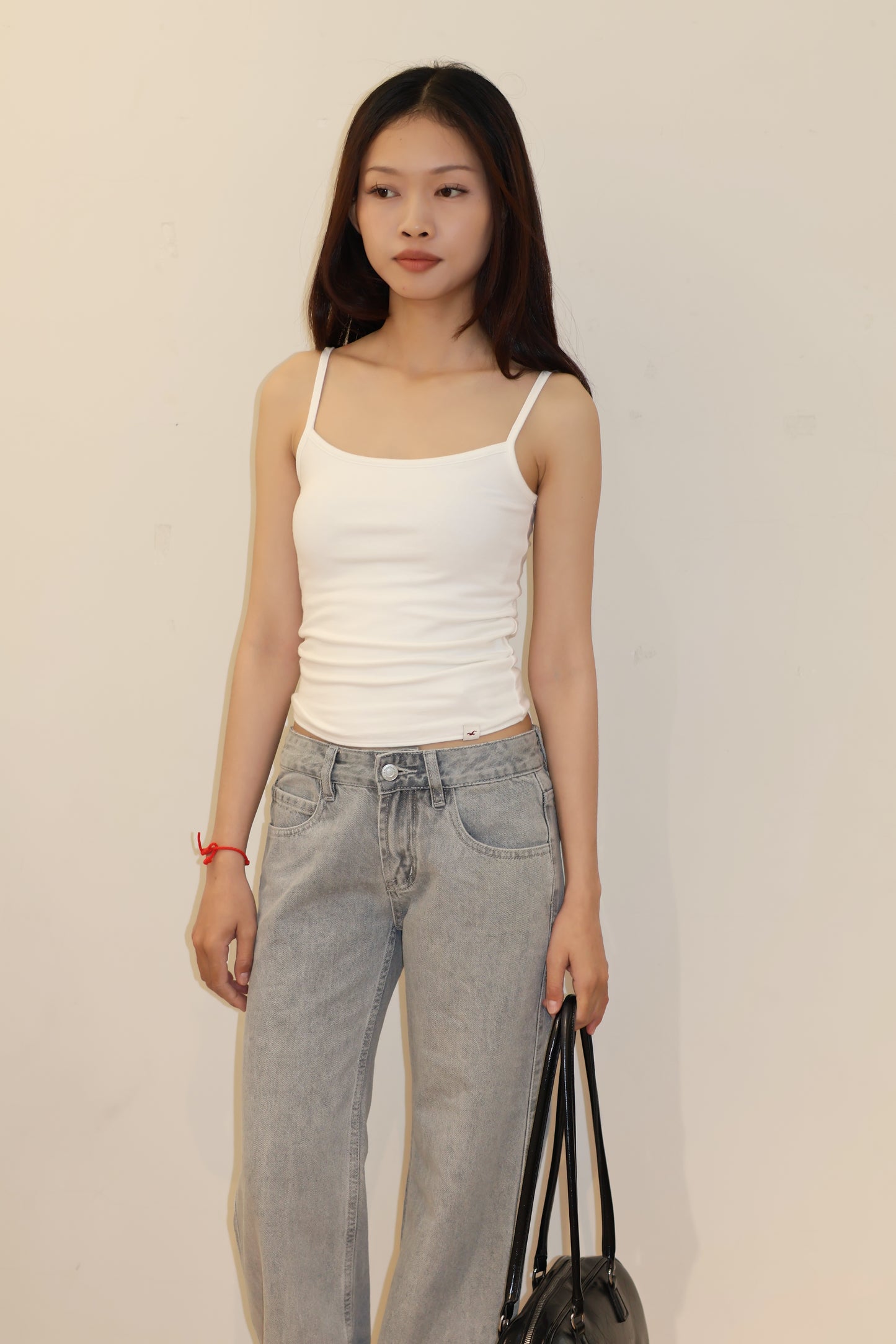 @ GRAY WASHED MID RISE JEANS