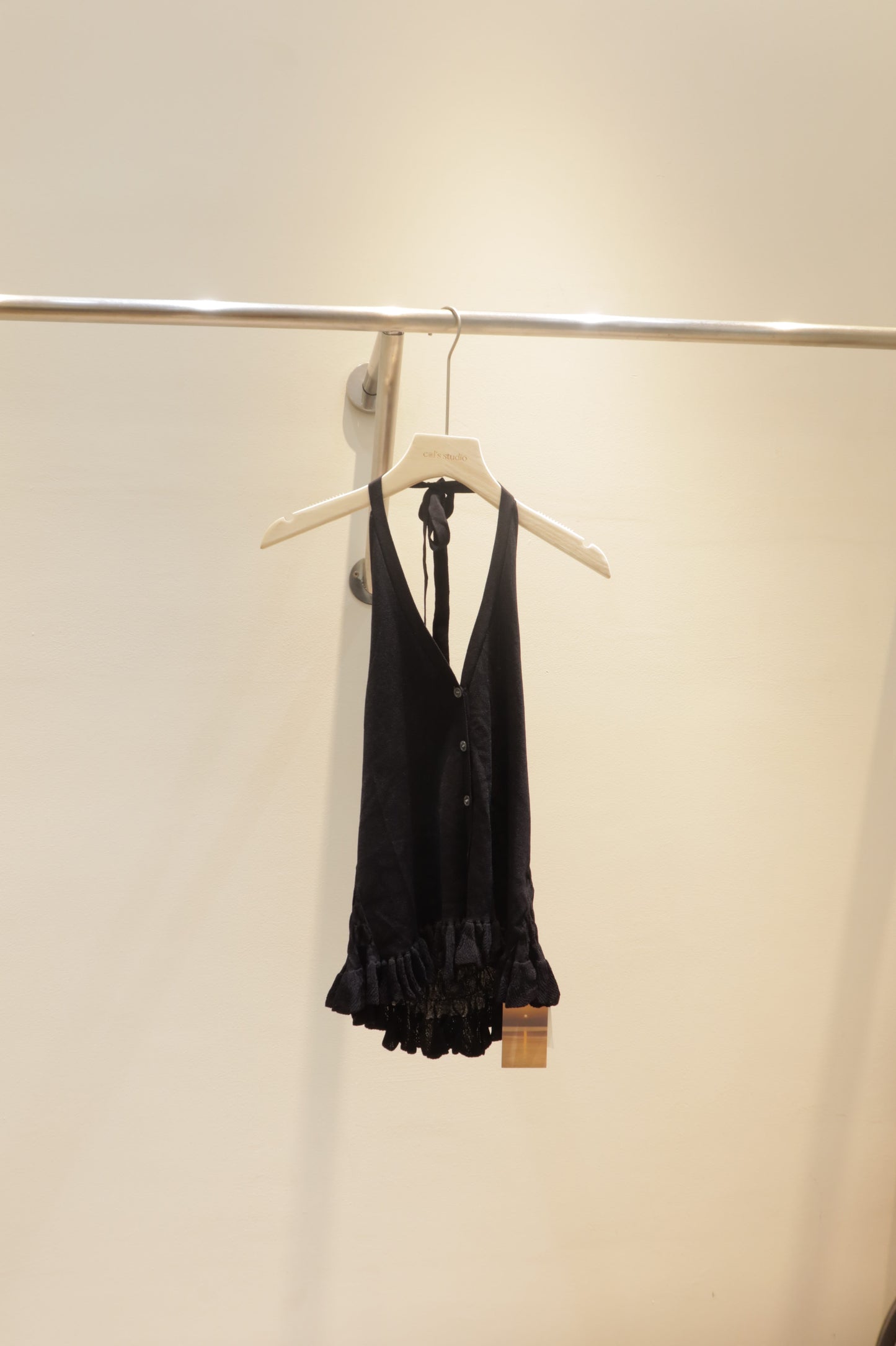 Knitted black halter top