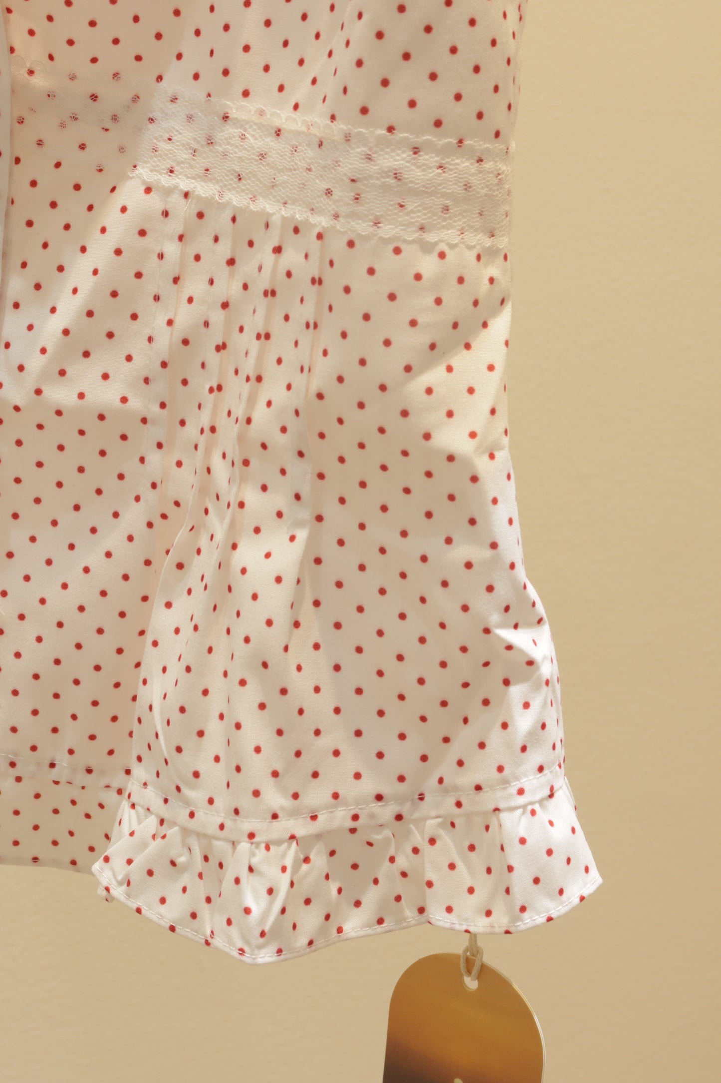 Red polkadot white top