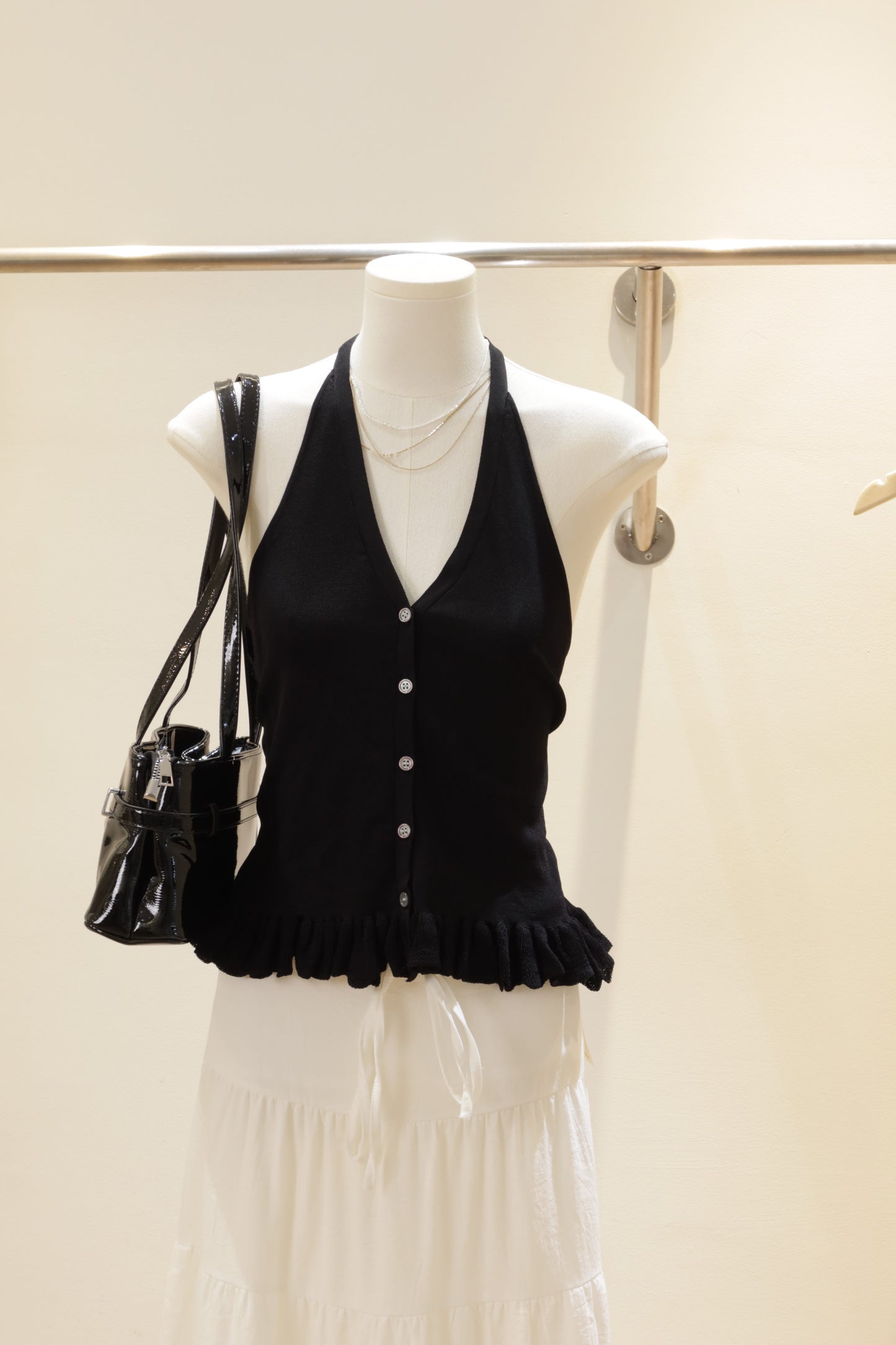 Knitted black halter top