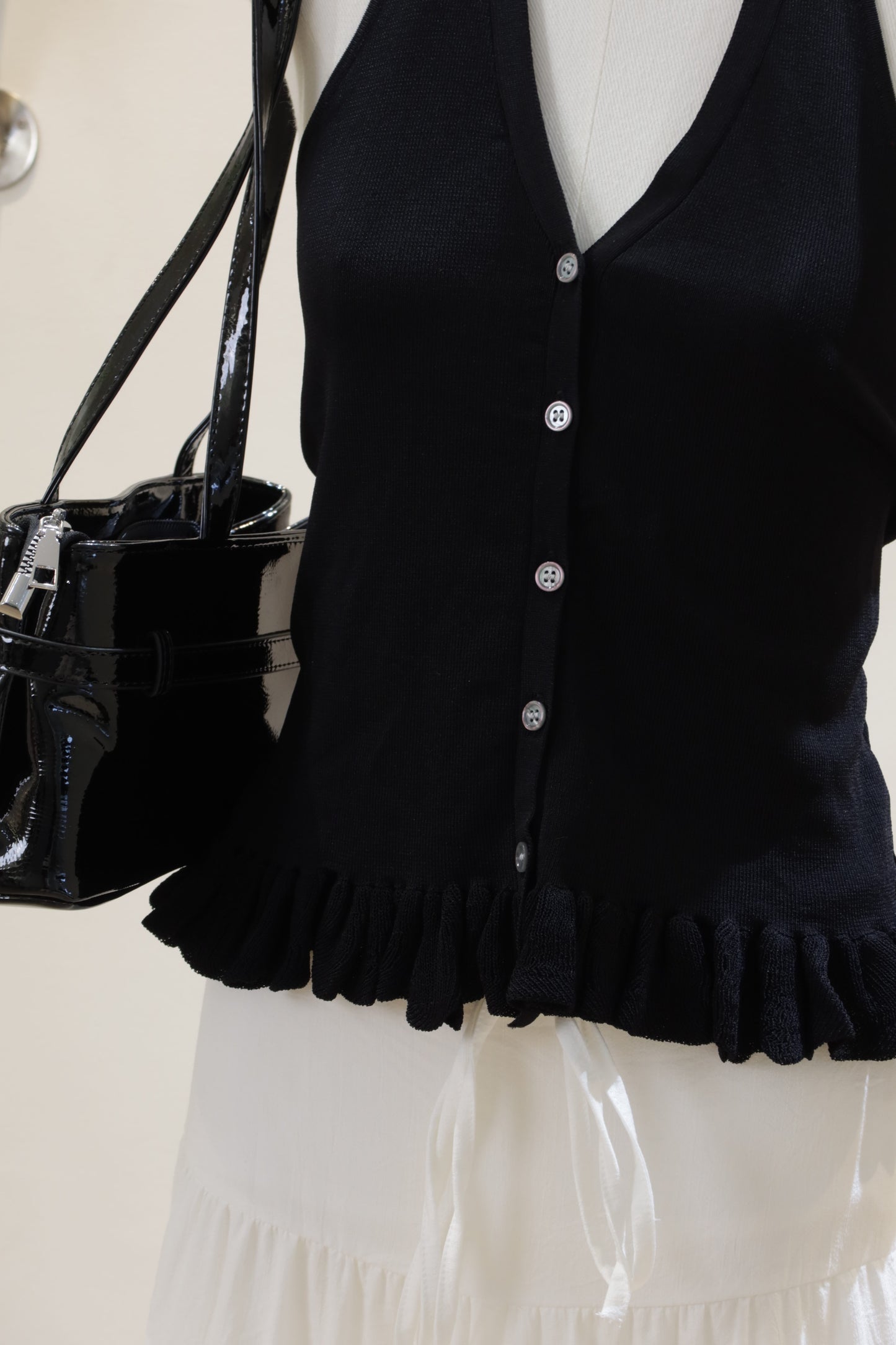Knitted black halter top