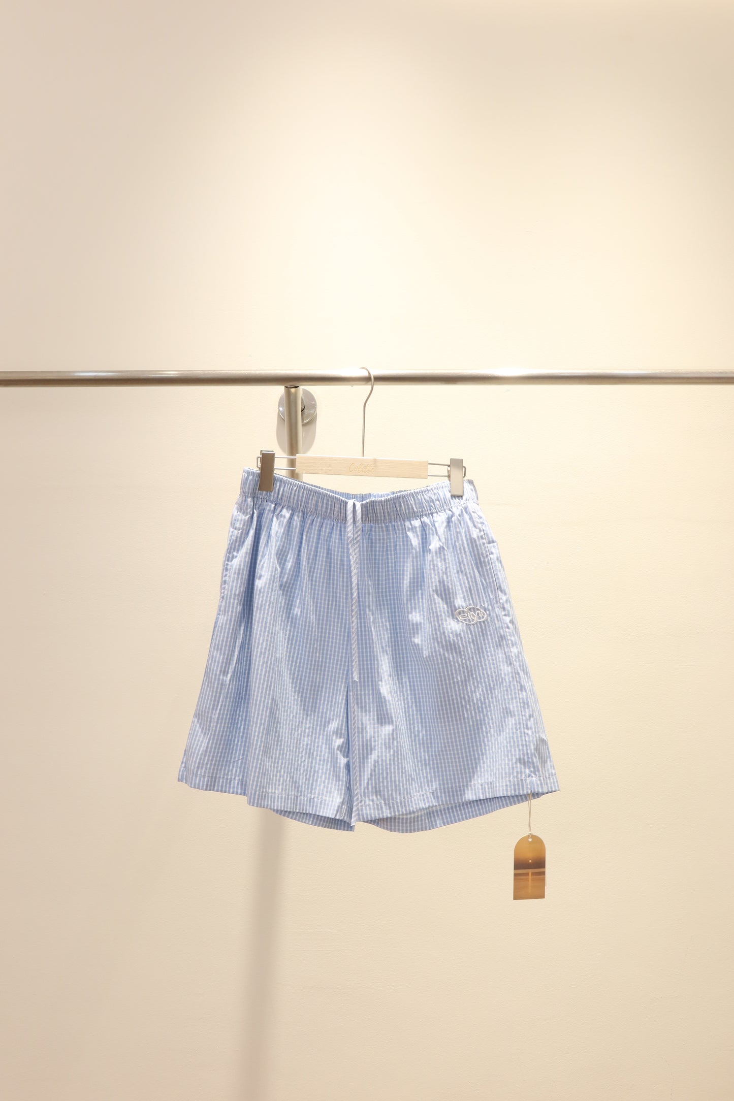 BLUE STRIPED KNEE LENGTH SHORTS