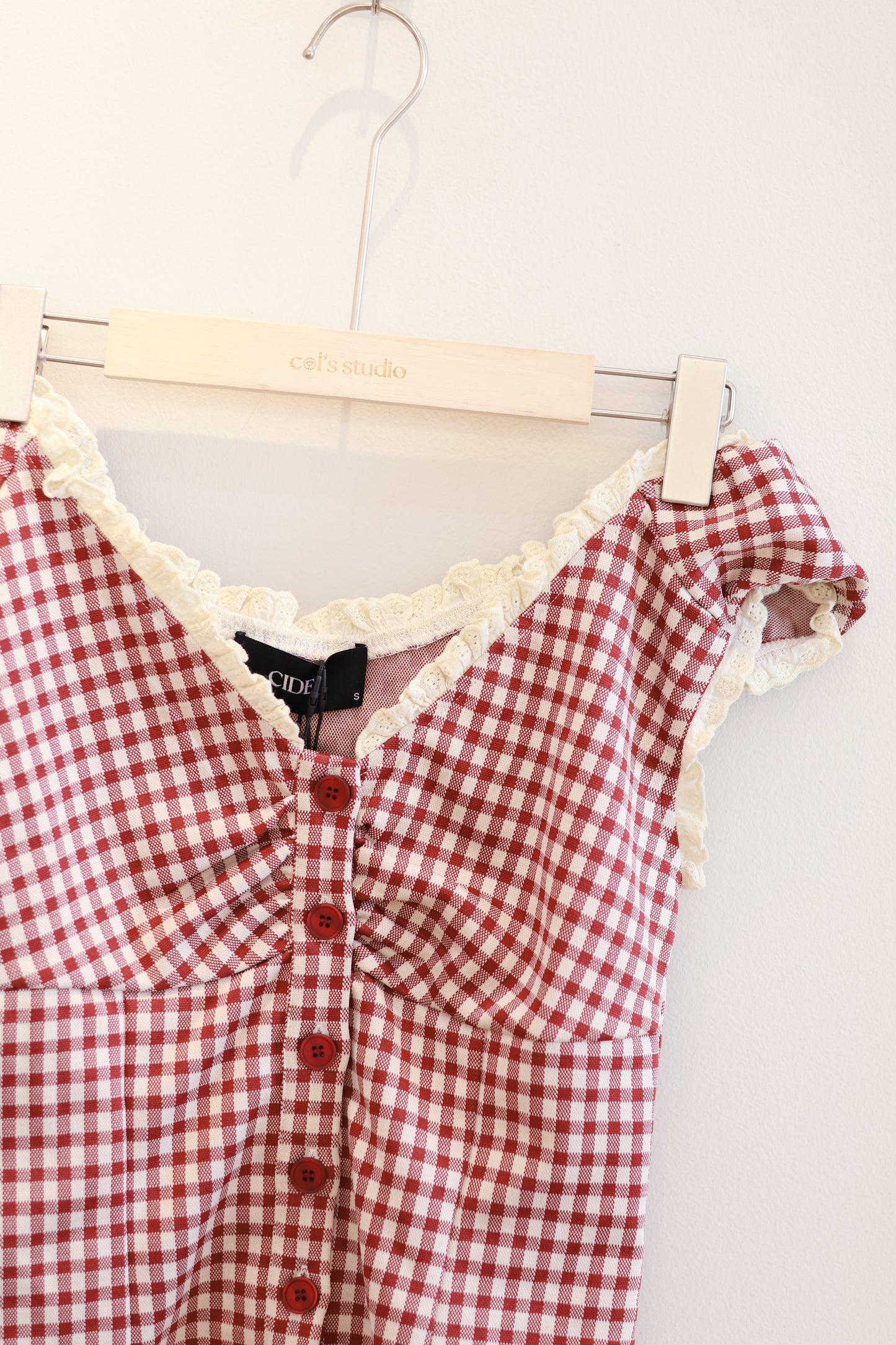 CIDER GINGHAM OFF SHOULDER TOP