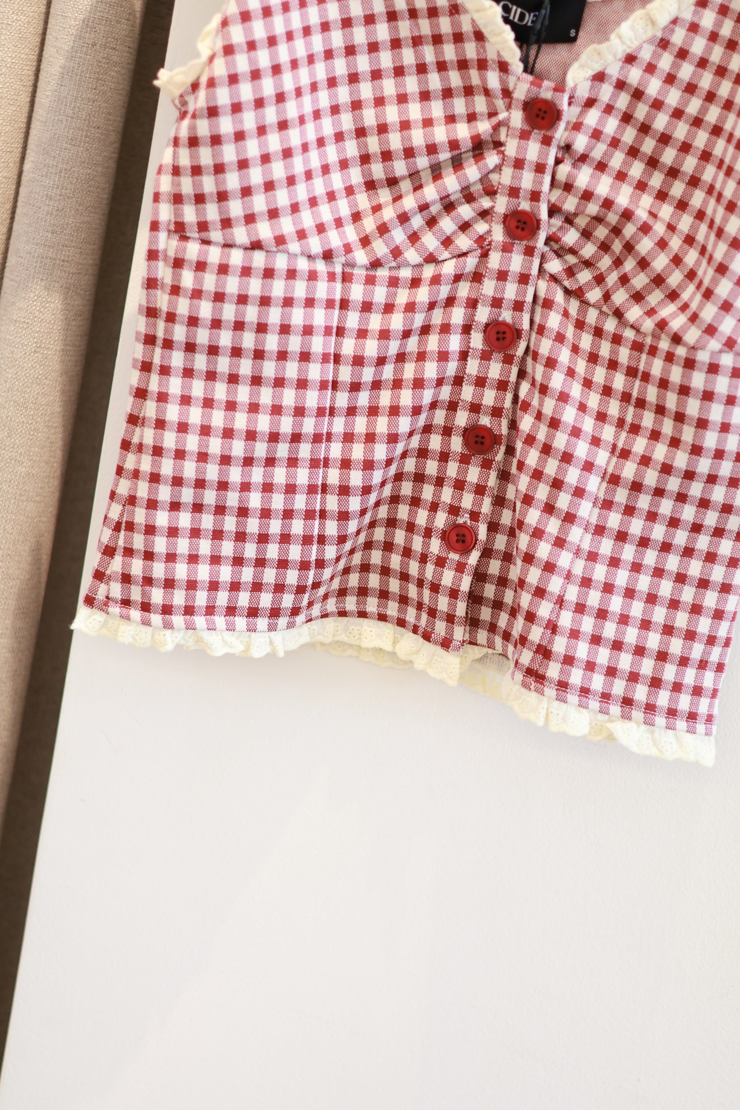 CIDER GINGHAM OFF SHOULDER TOP