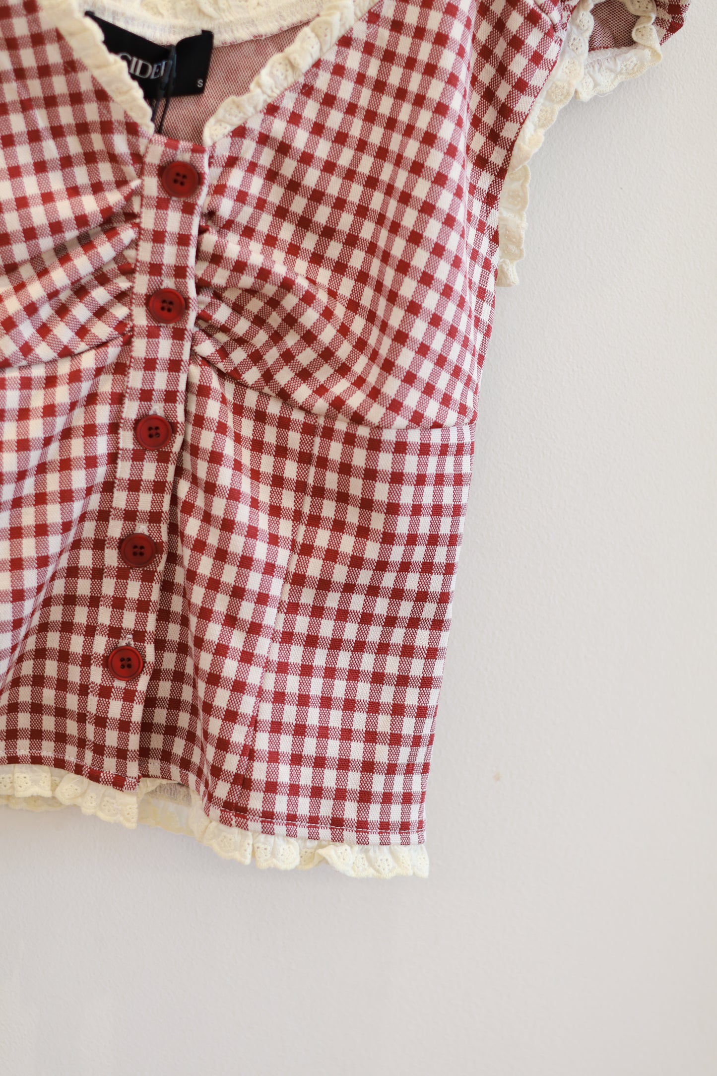 CIDER GINGHAM OFF SHOULDER TOP