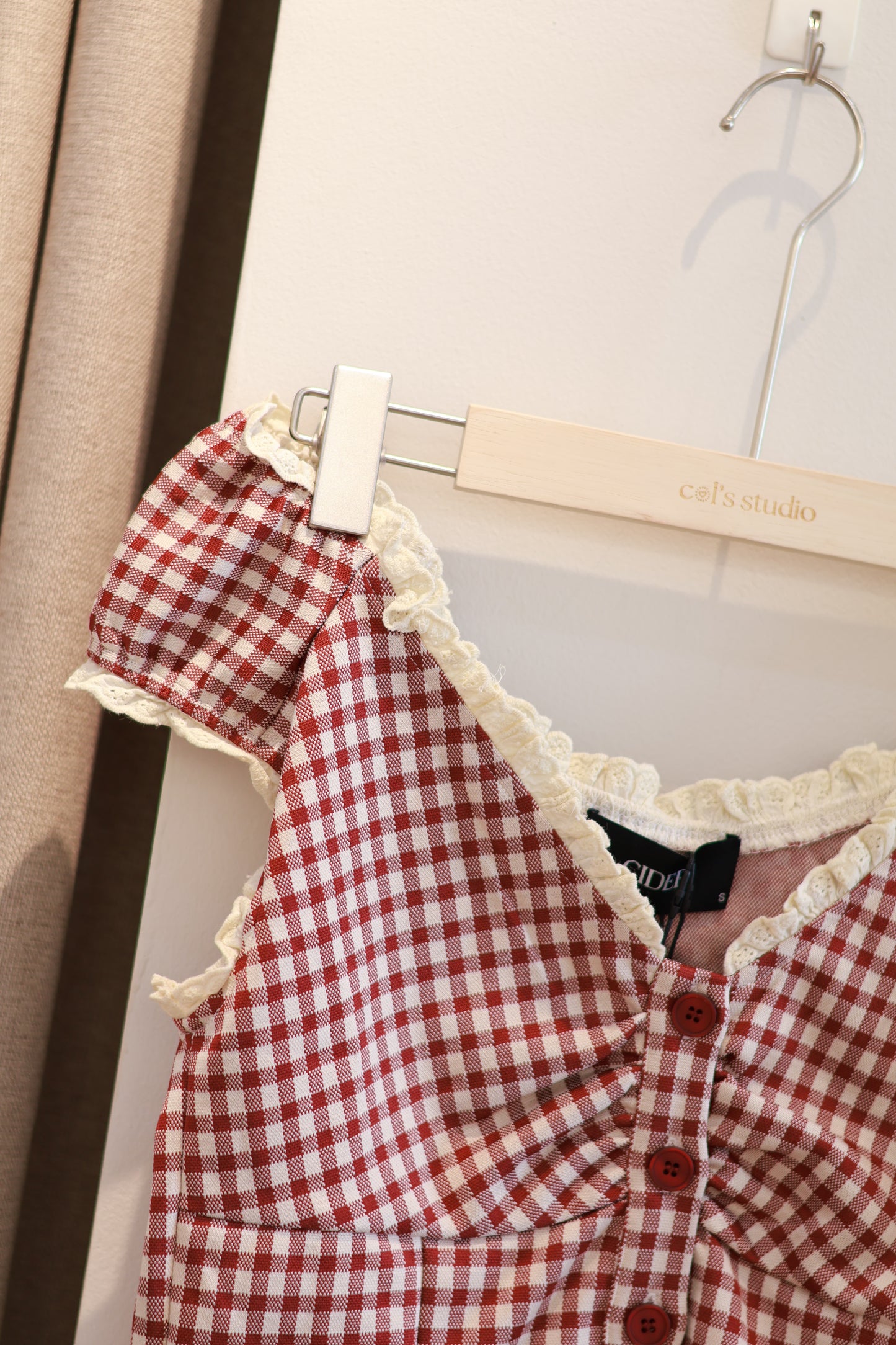CIDER GINGHAM OFF SHOULDER TOP