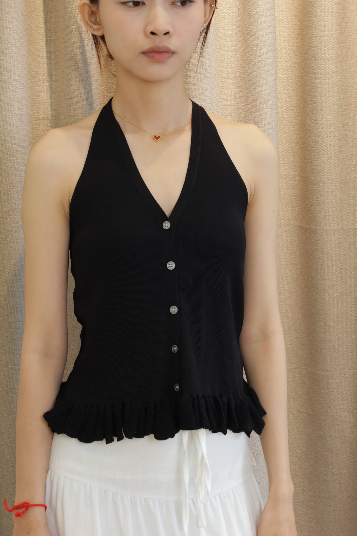 Knitted black halter top