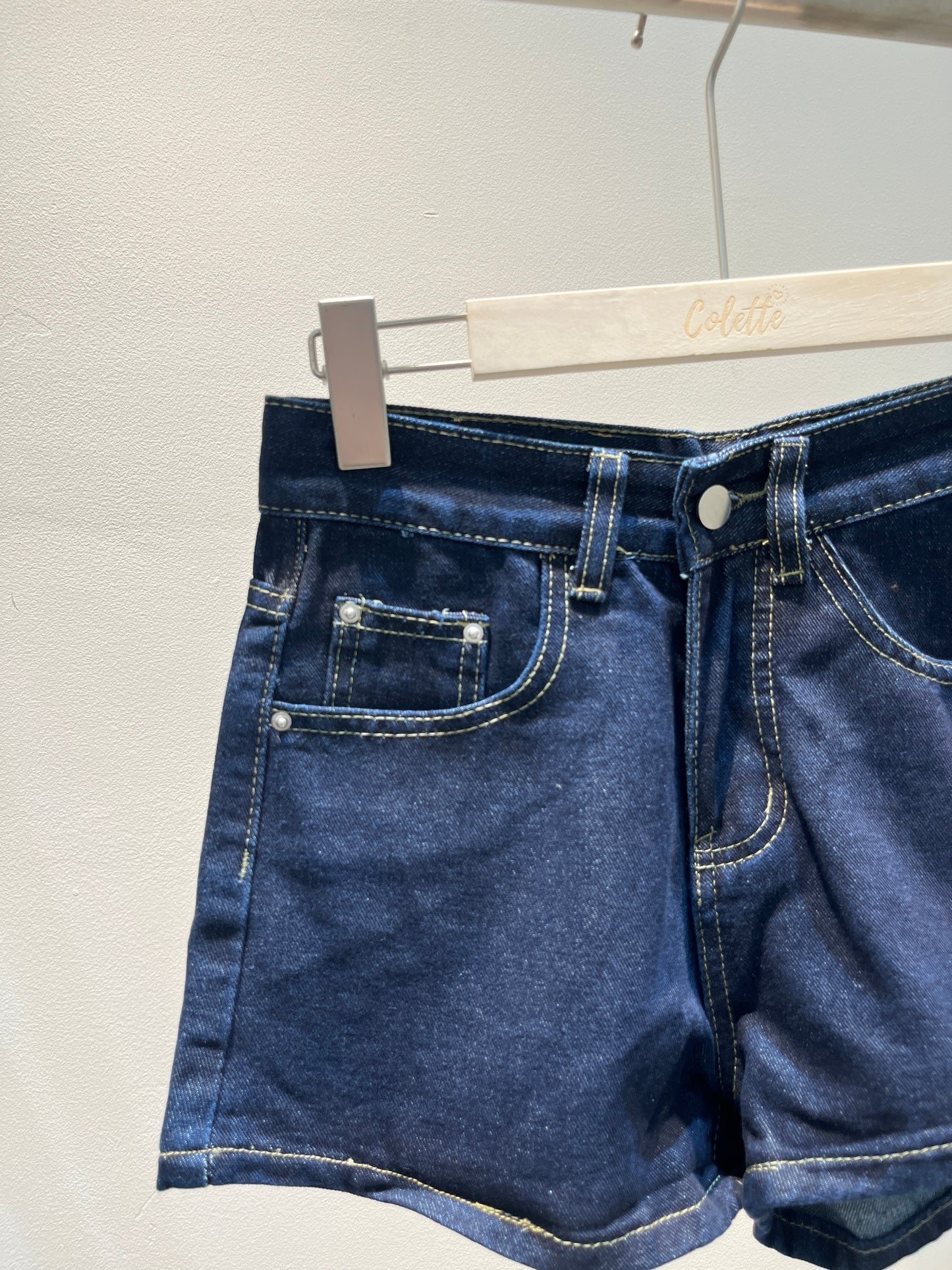 Dark toned denim shorts