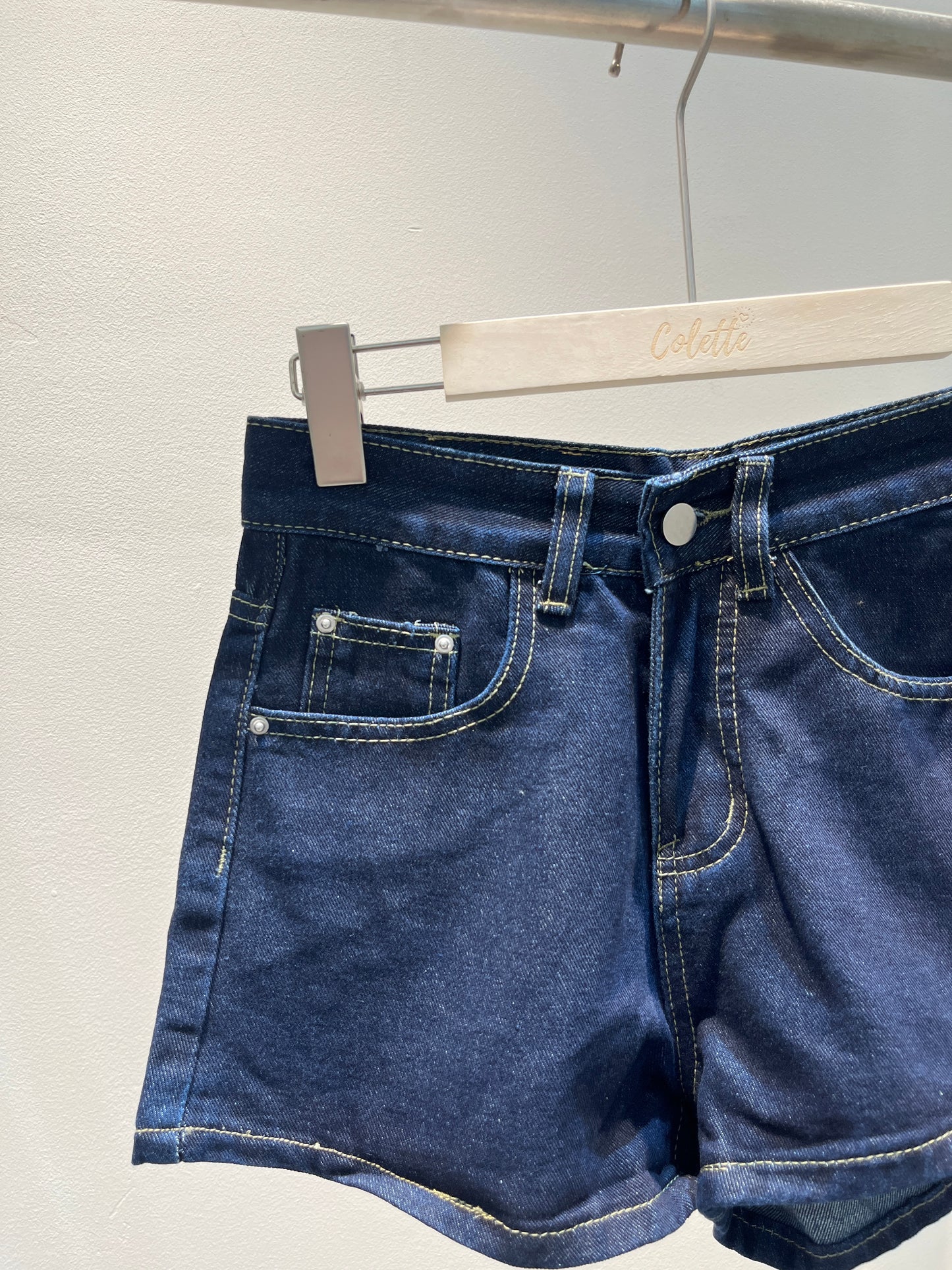 Dark toned denim shorts