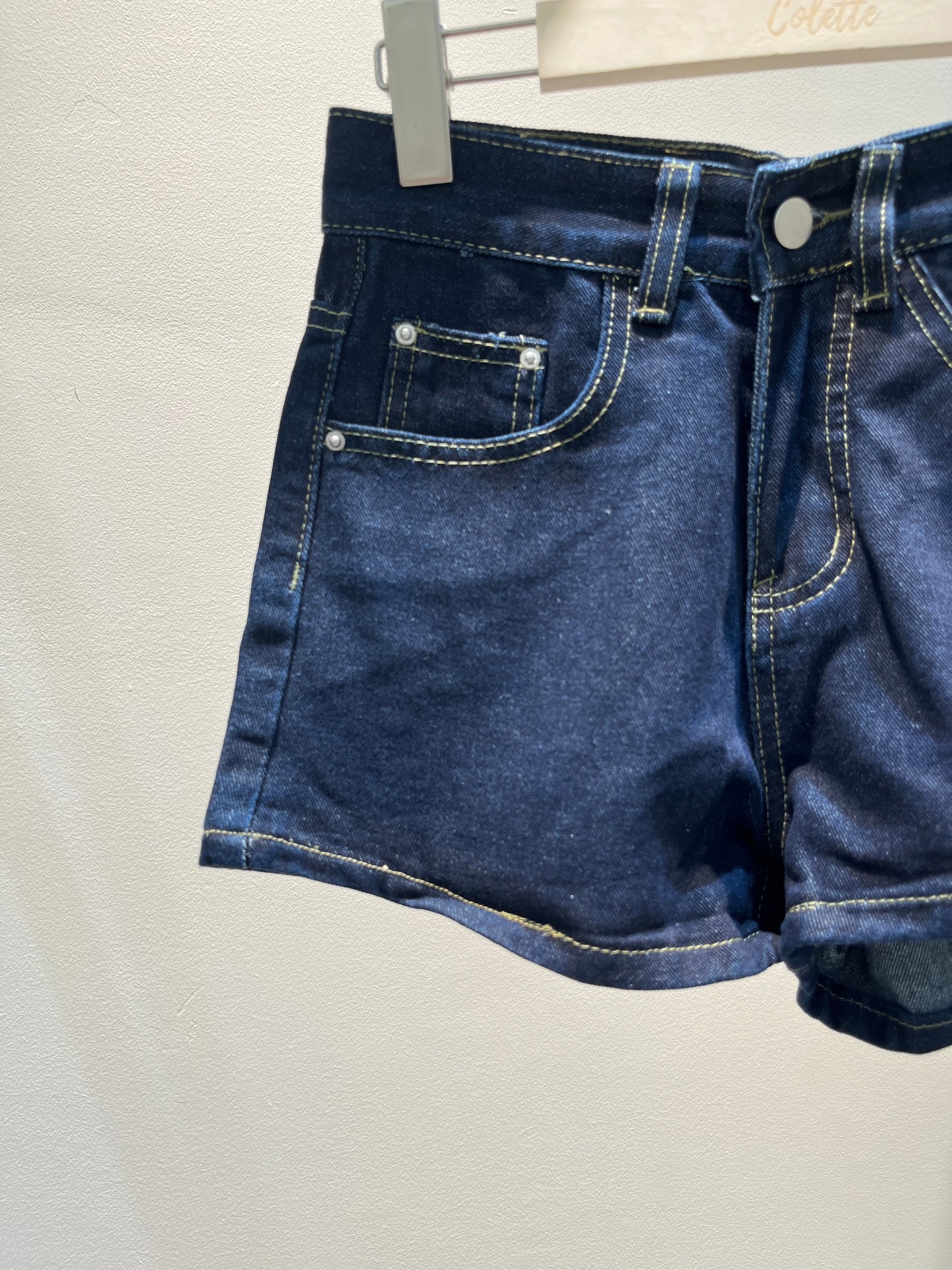 Dark toned denim shorts