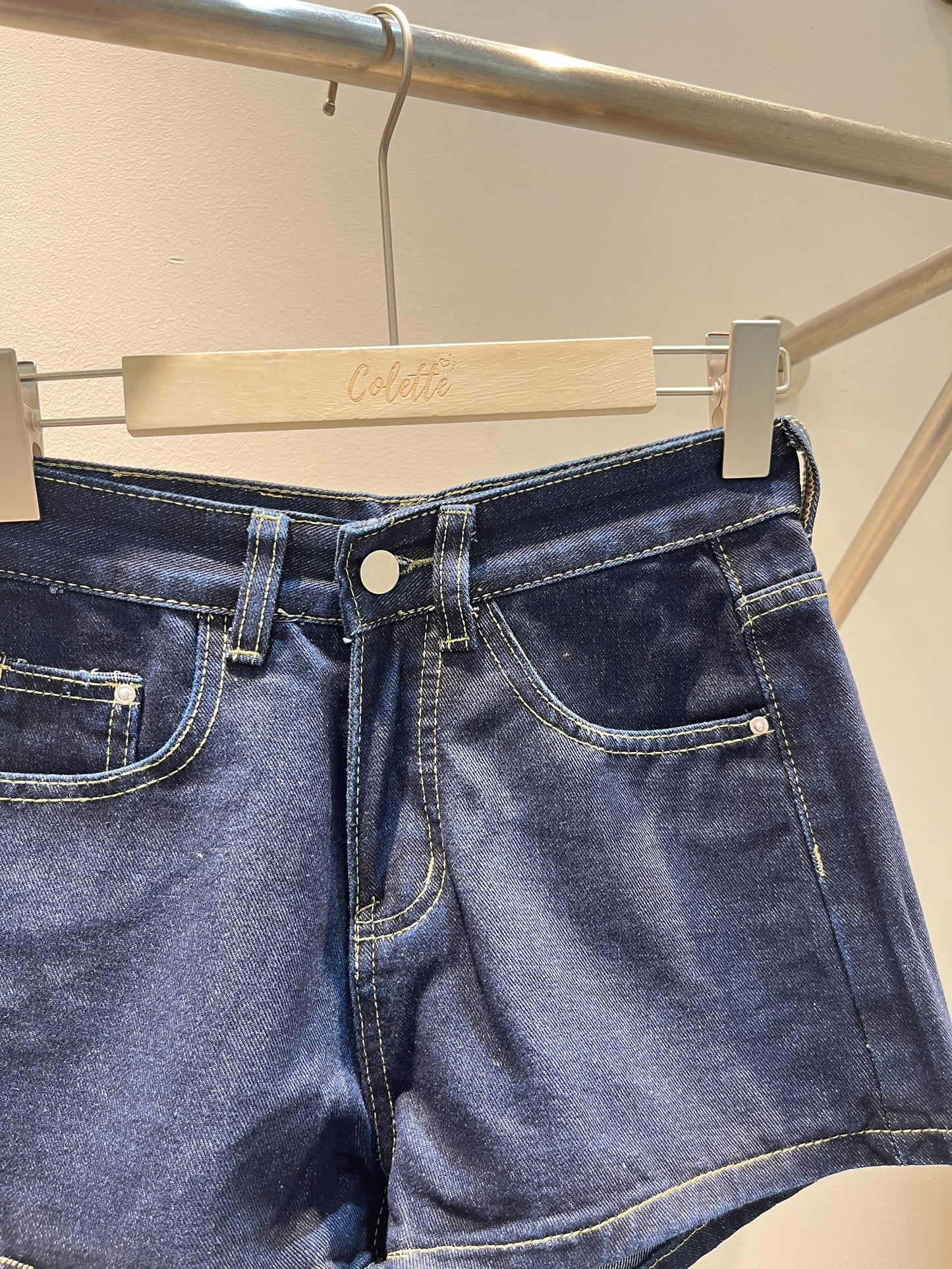 Dark toned denim shorts