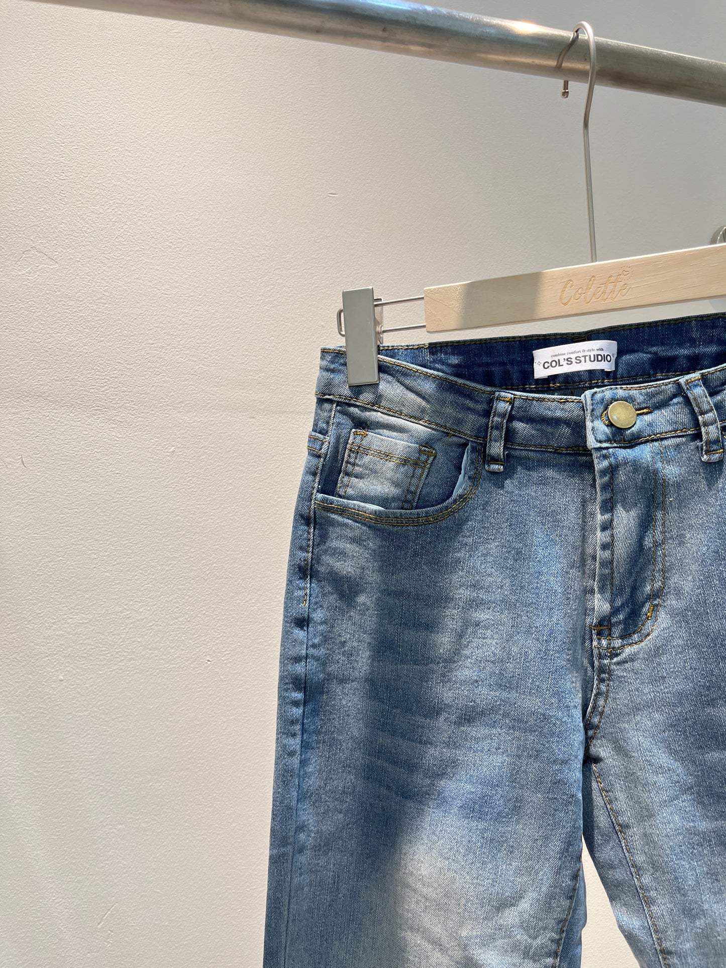 Light blue washed denim jeans