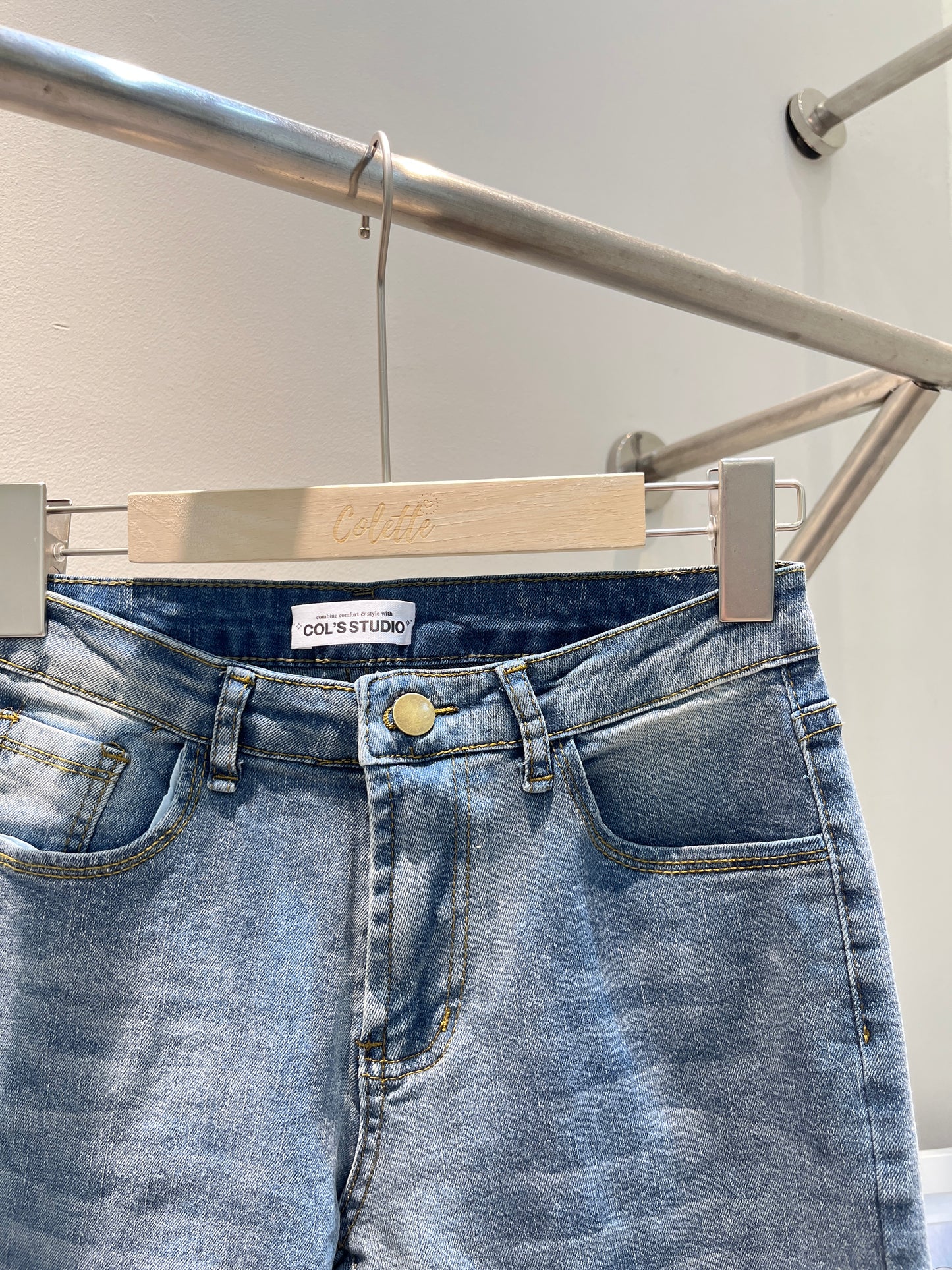 Light blue washed denim jeans