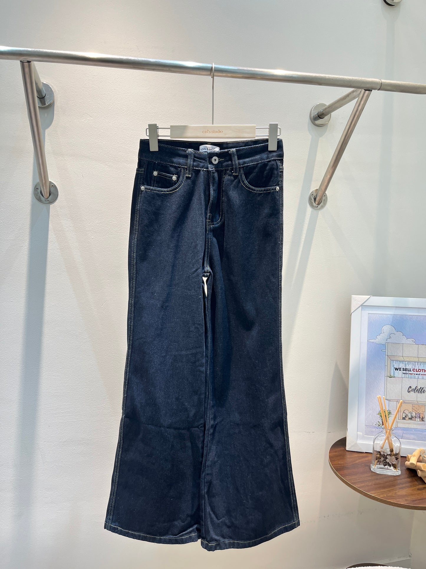 Dark blue flared jeans