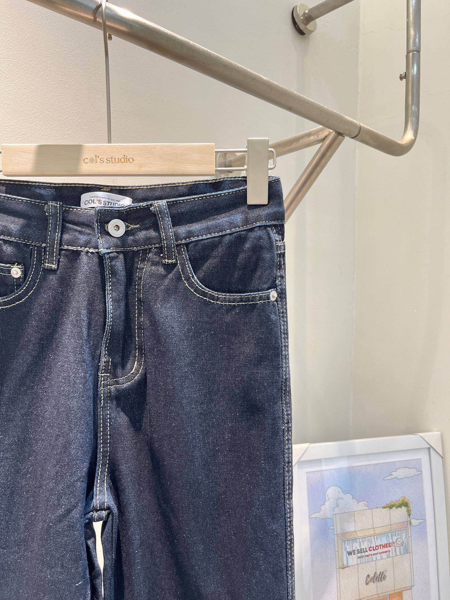 Dark blue flared jeans