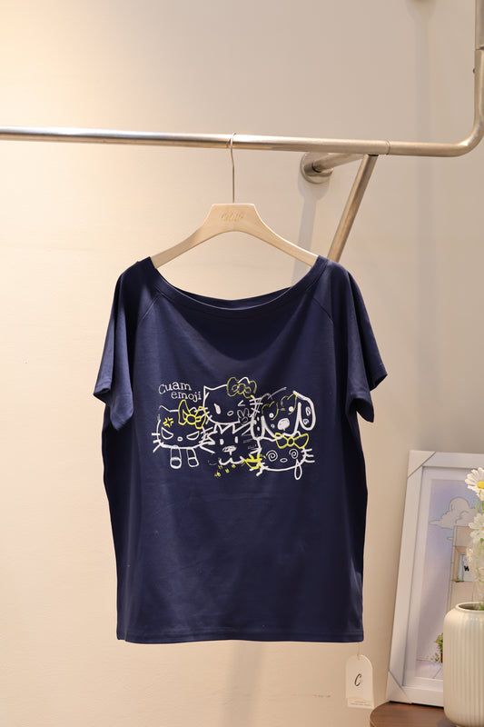 NAVY KITTY SHORT SLEEVE