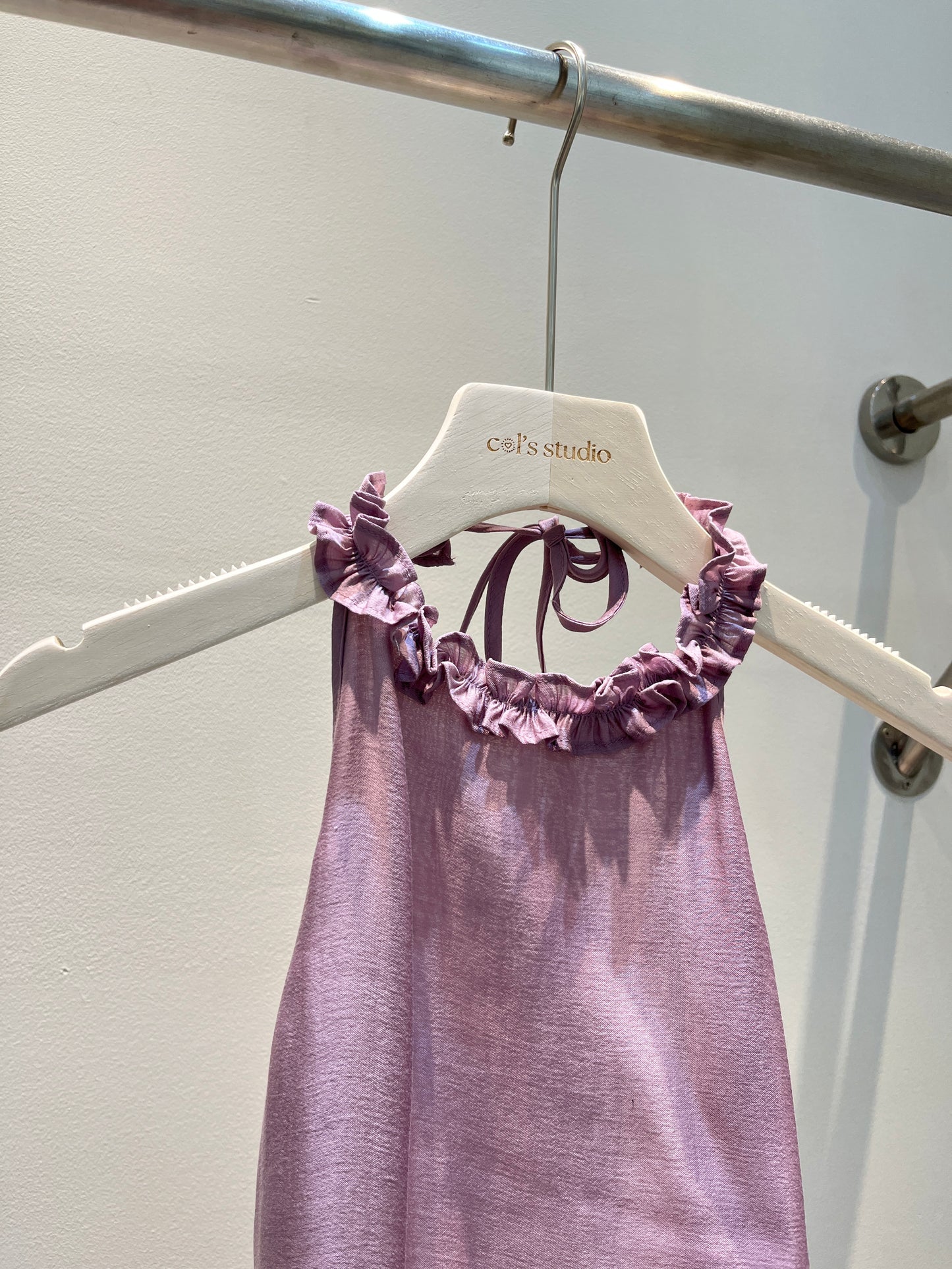 HALTER RUCHED NECK FLOWY TOP (PURPLE)