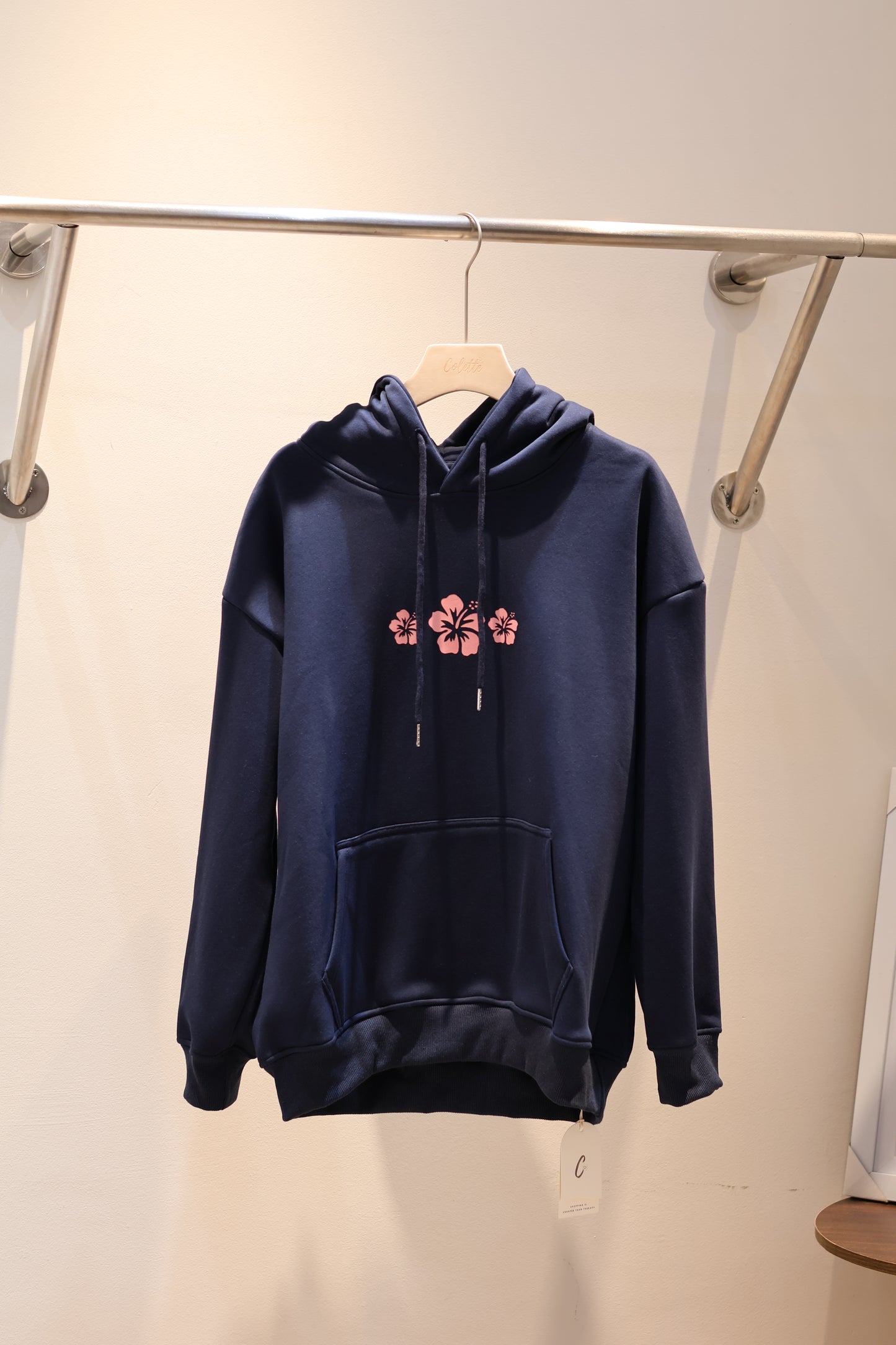 NAVY FLOWER PRINT HOODIE