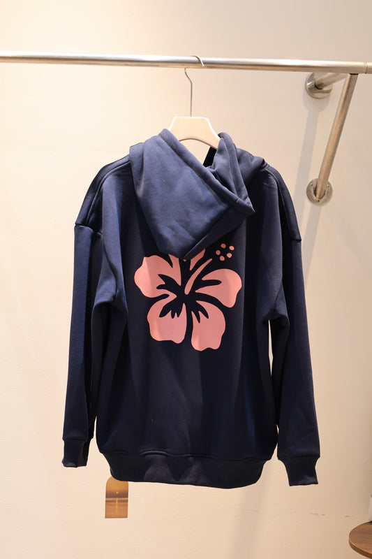 NAVY FLOWER PRINT HOODIE