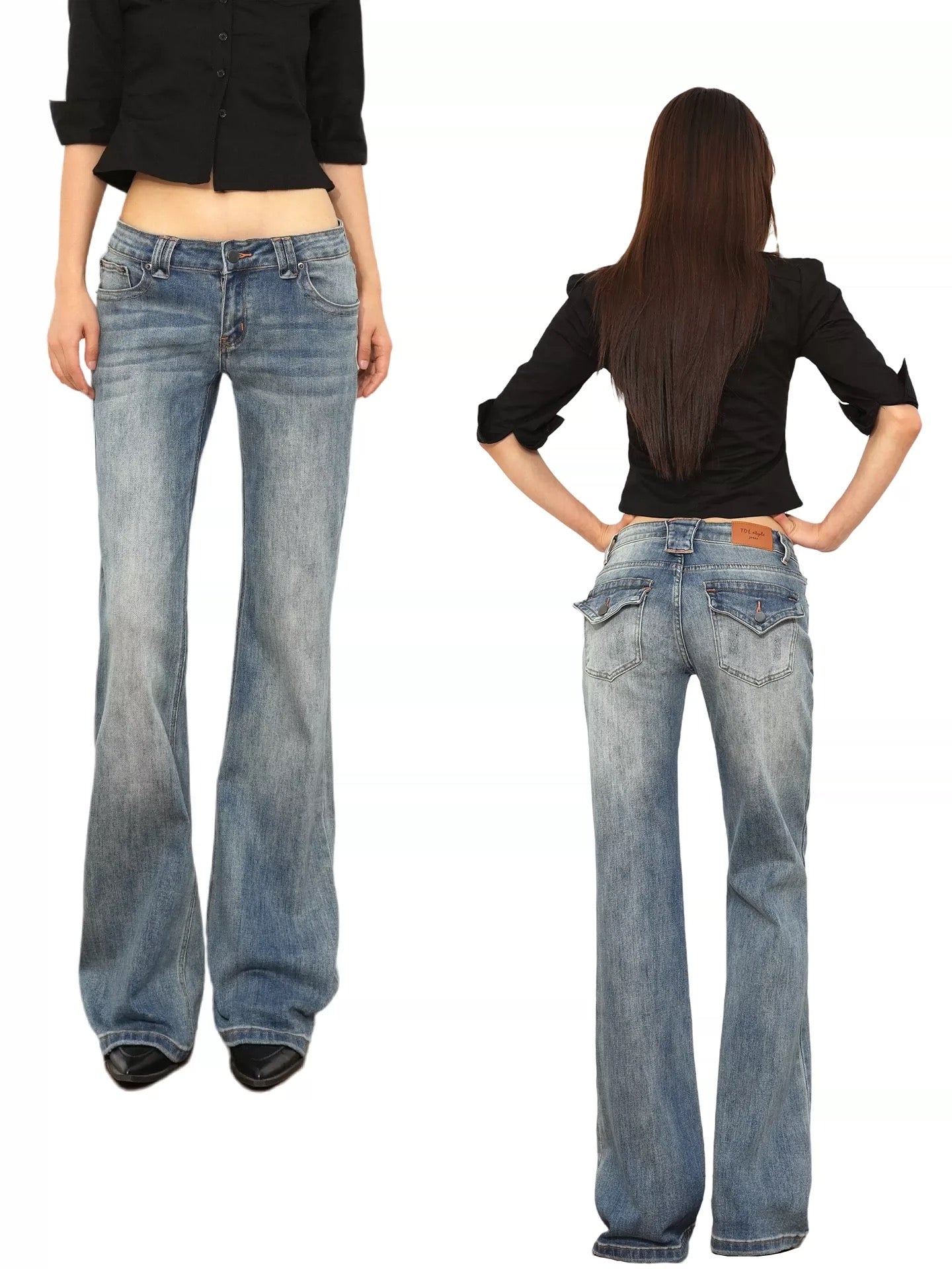 WASHED LOW RISE DENIM JEANS