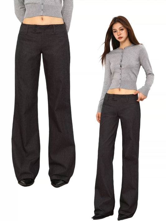 GRAY SIDE BUTTONS TROUSERS