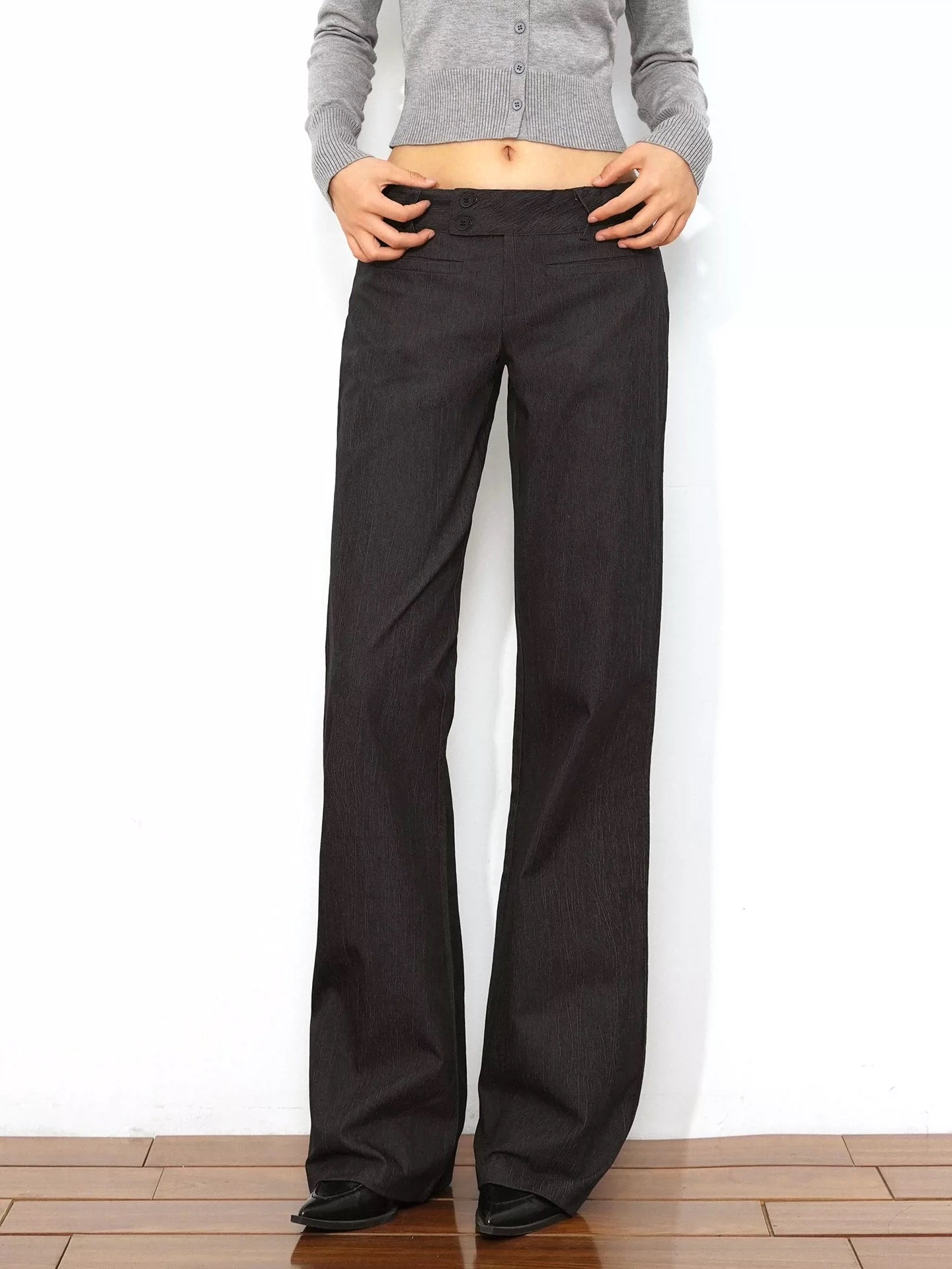 GRAY SIDE BUTTONS TROUSERS