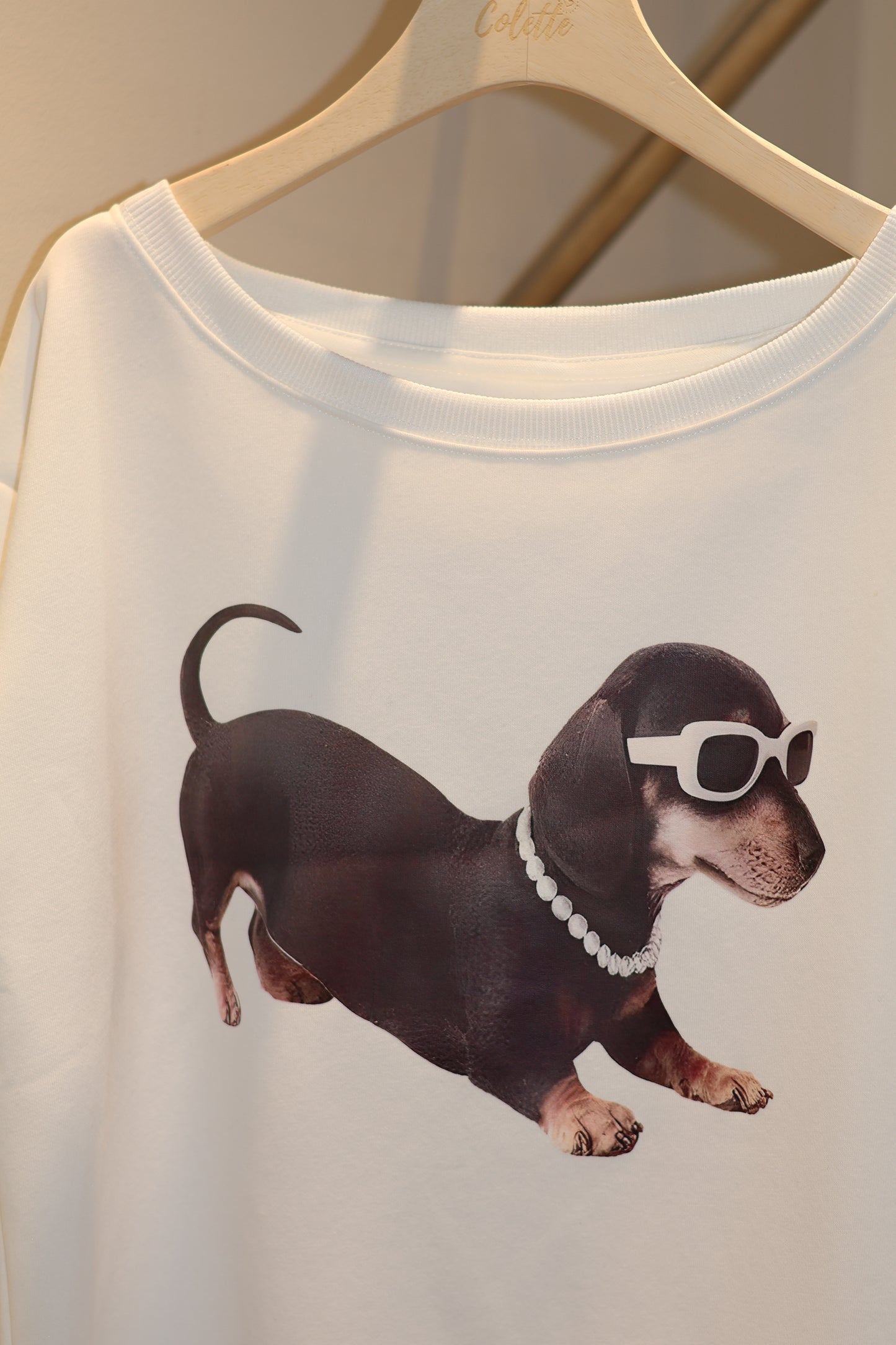 Sausage dog half shoulder top