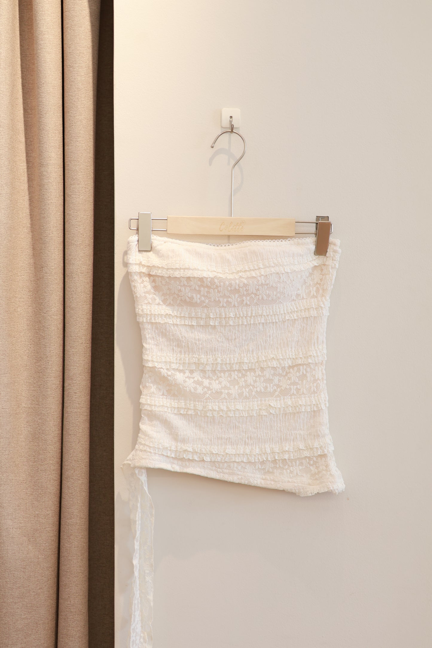 MESH CREAM TUBE TOP