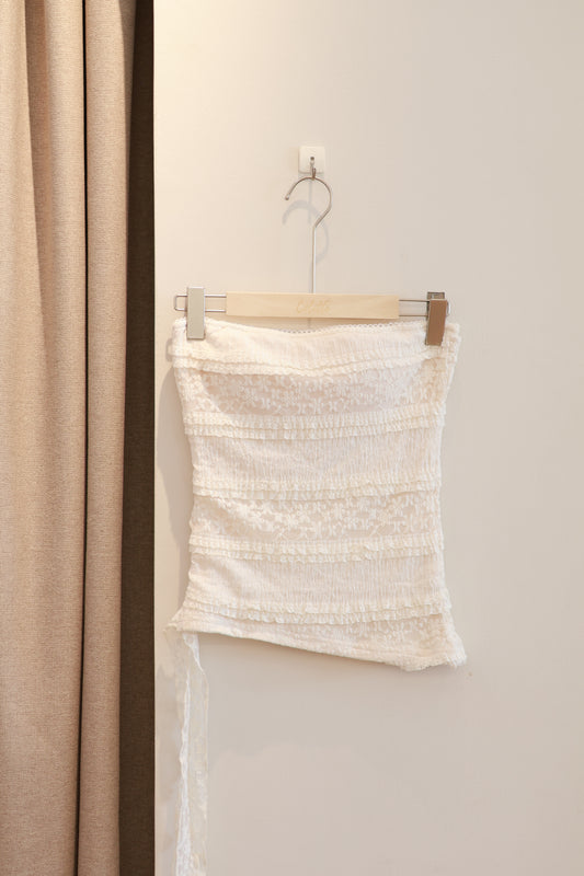MESH CREAM TUBE TOP
