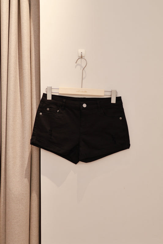 PLAIN BLACK DENIM SHORTS