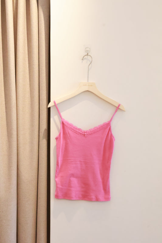 BRANDY Arden Lace Tank  -ROSE RED