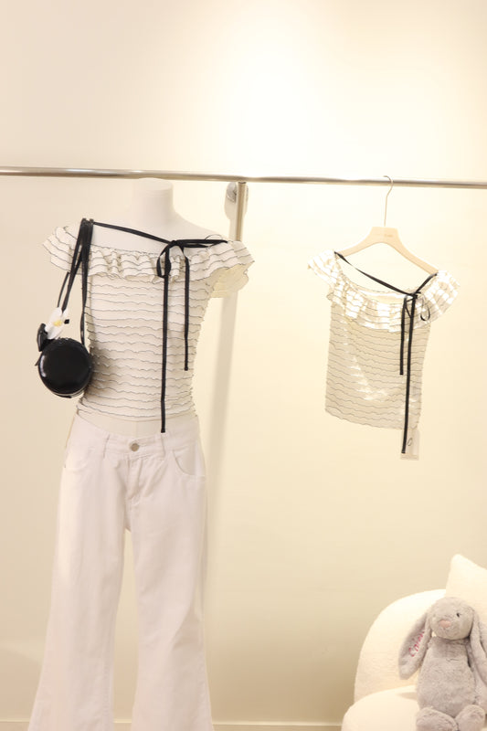 Striped off shoulder top