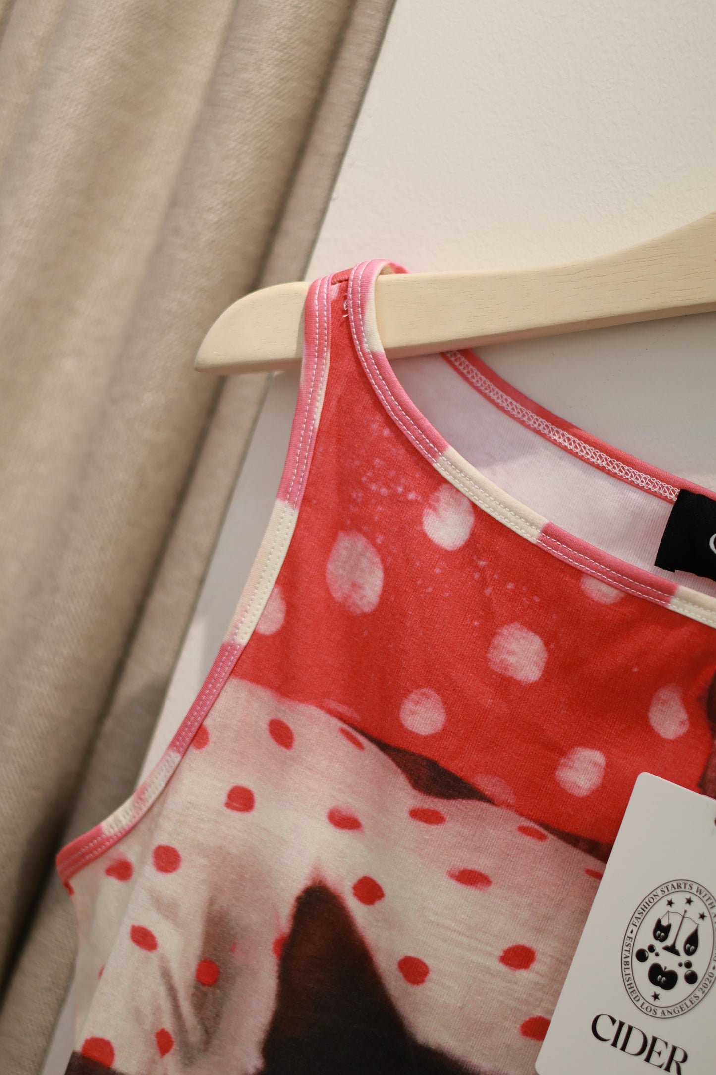 CIDER Cotton-blend Cat Graphic TANK TOP
