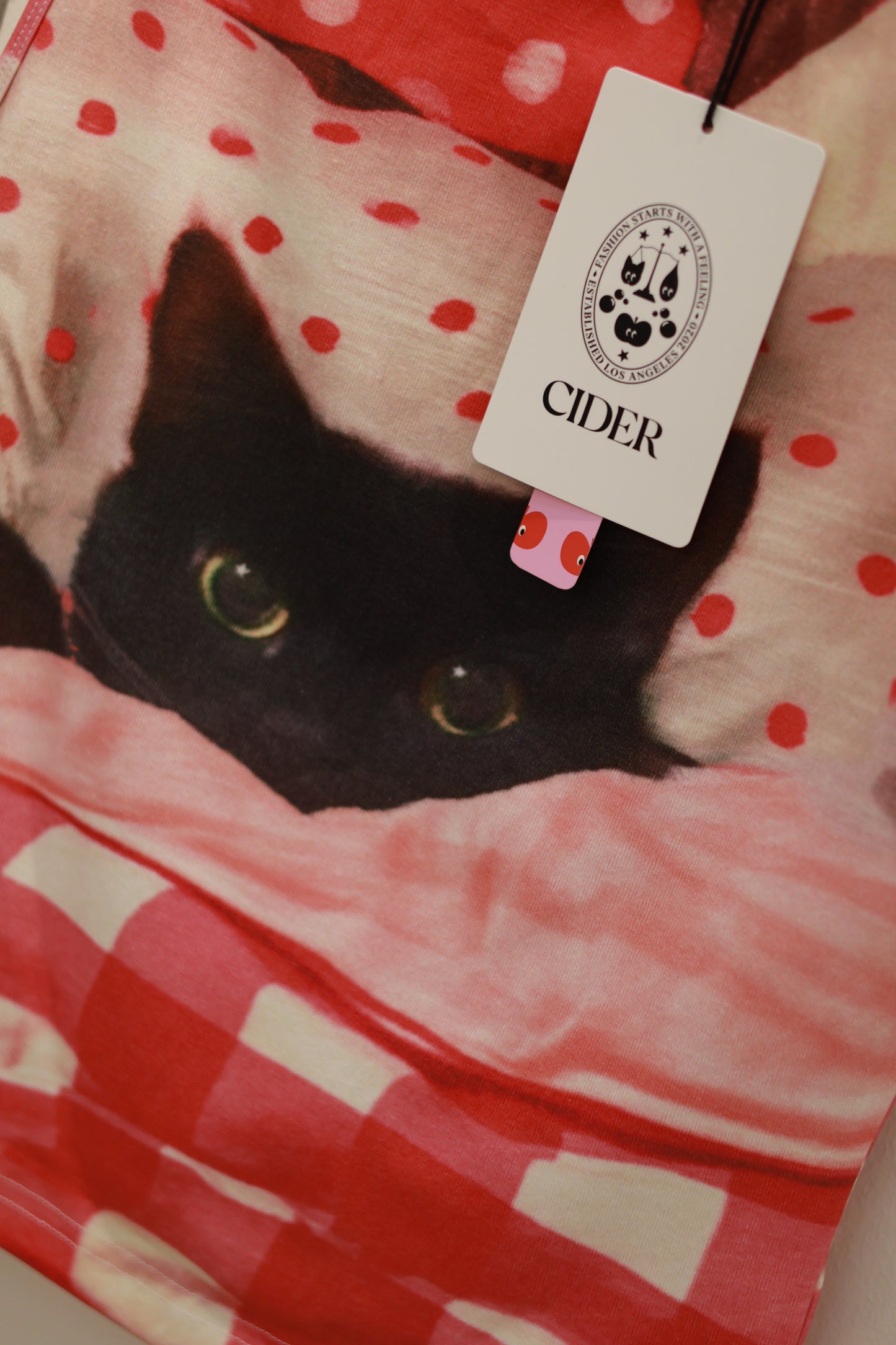 CIDER Cotton-blend Cat Graphic TANK TOP