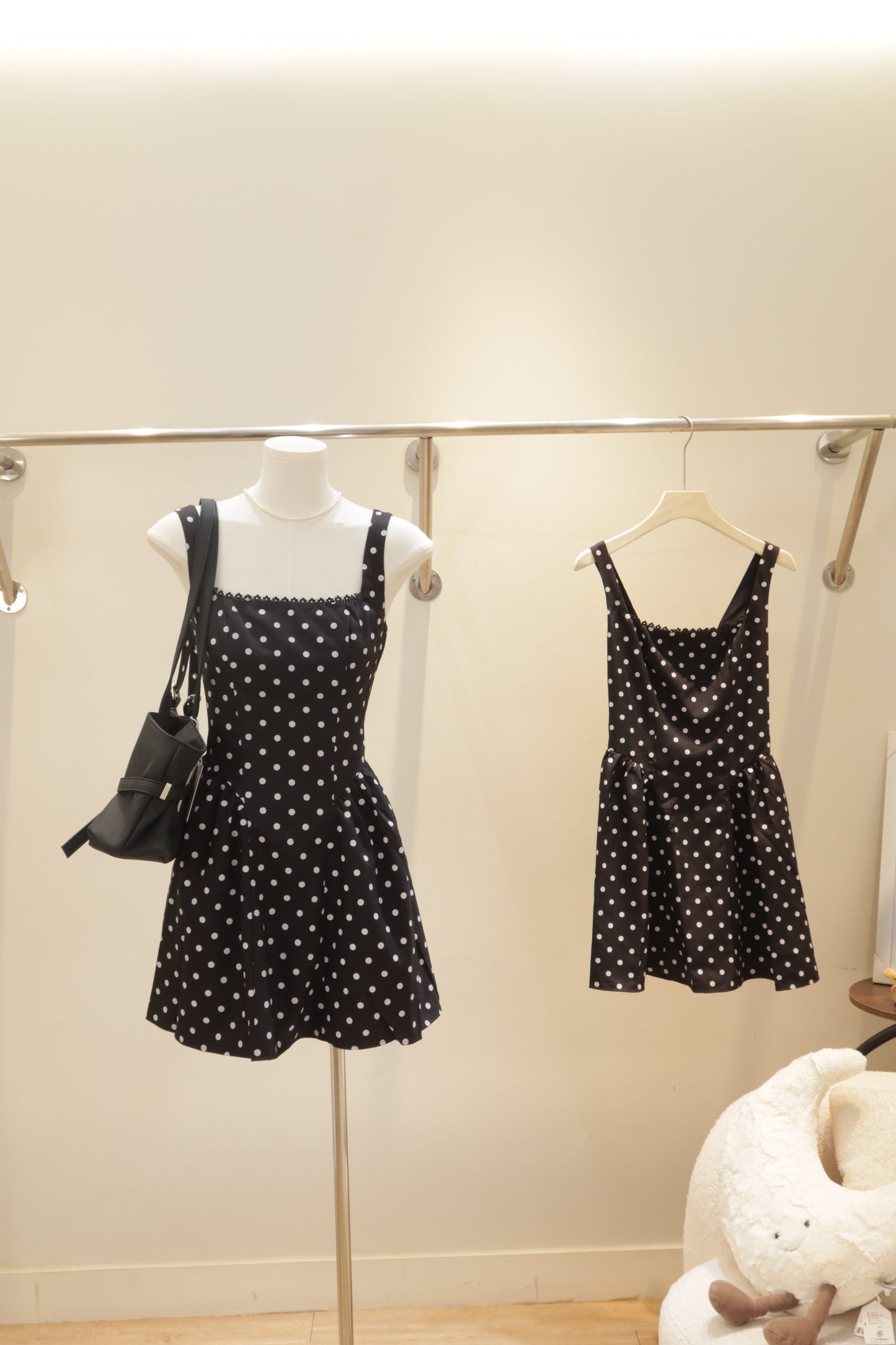 Polka dot black dress