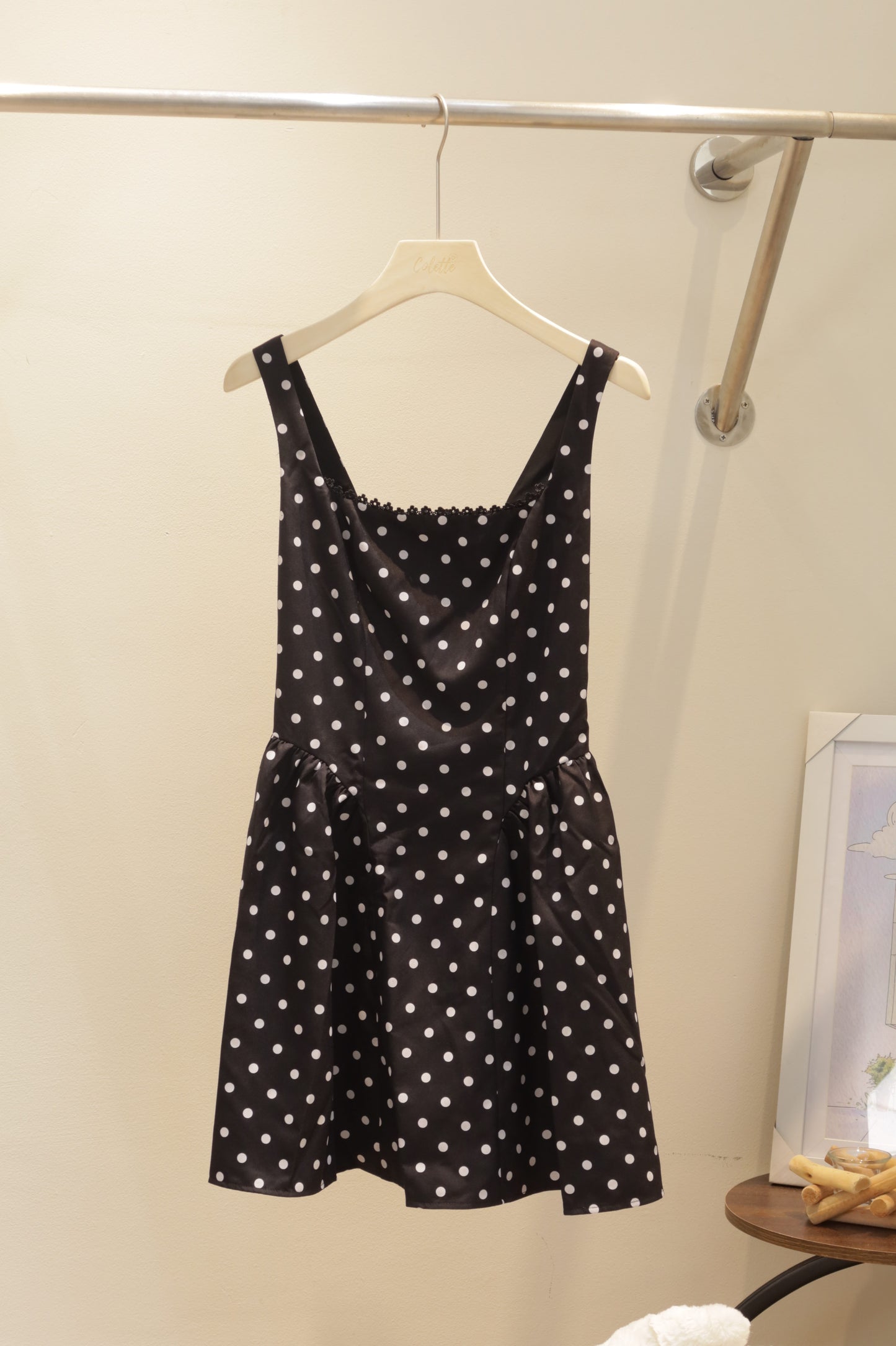 Polka dot black dress