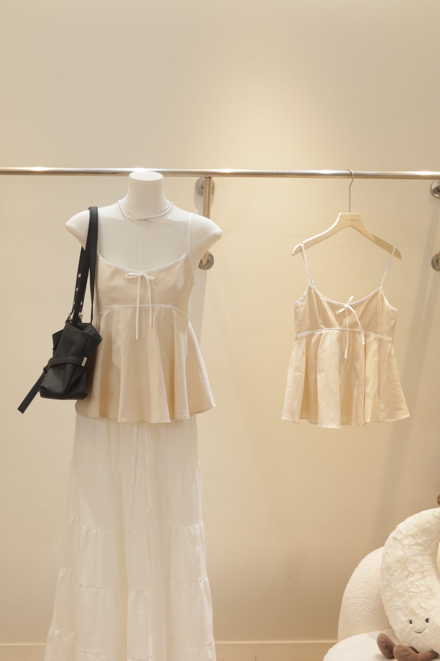 Beige stripes flowy top