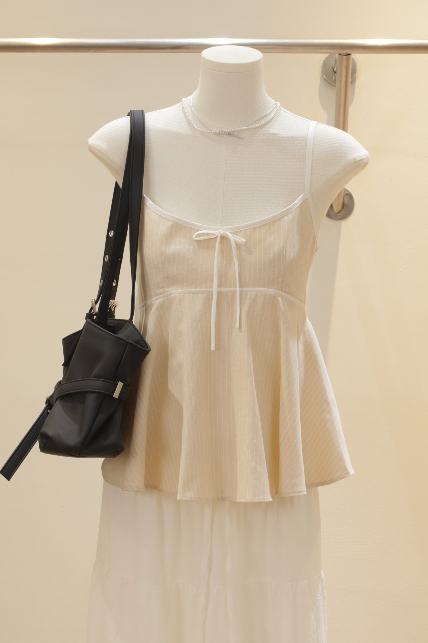 Beige stripes flowy top