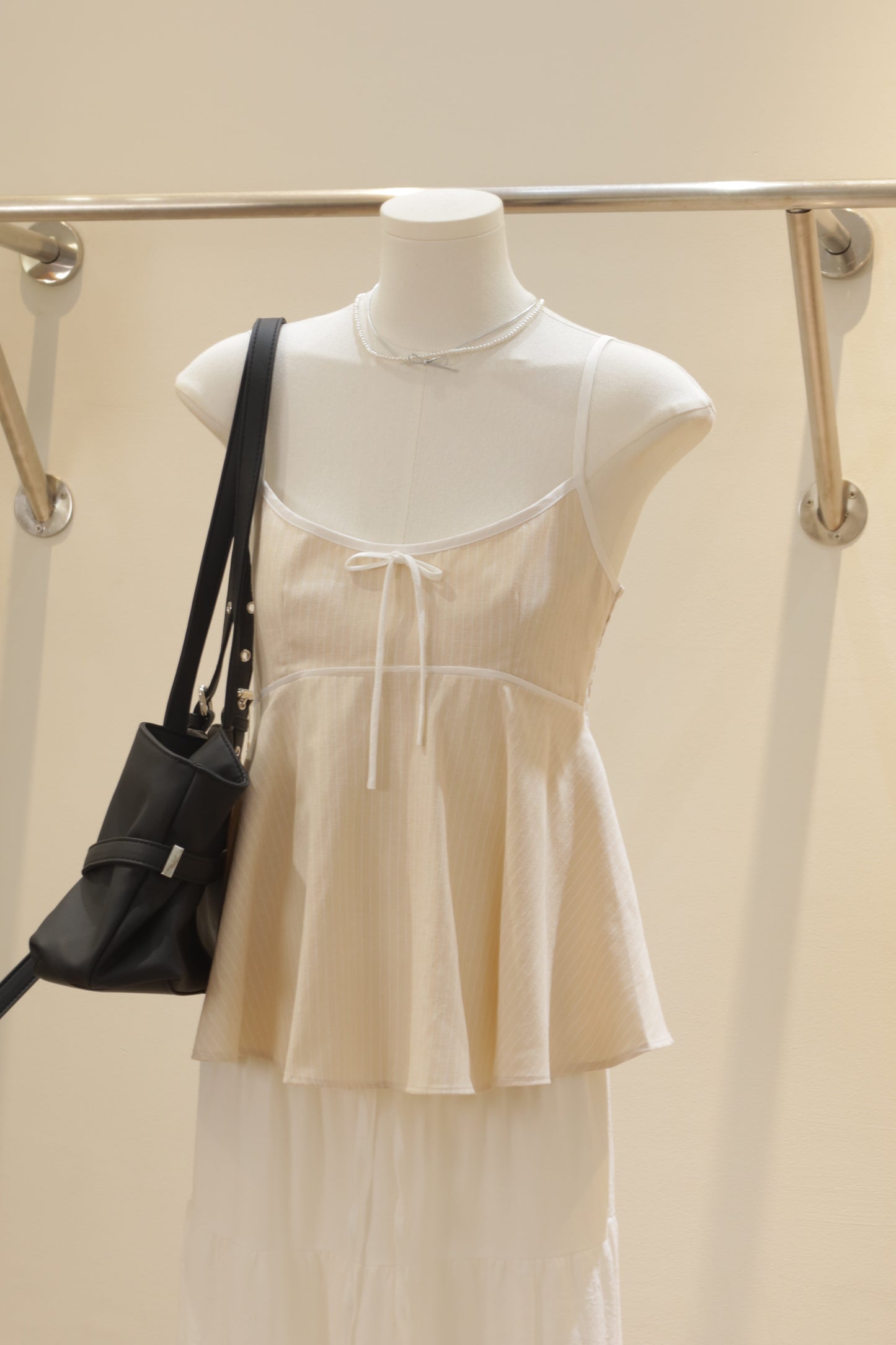 Beige stripes flowy top
