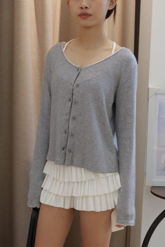 Gray cardigan lace detail