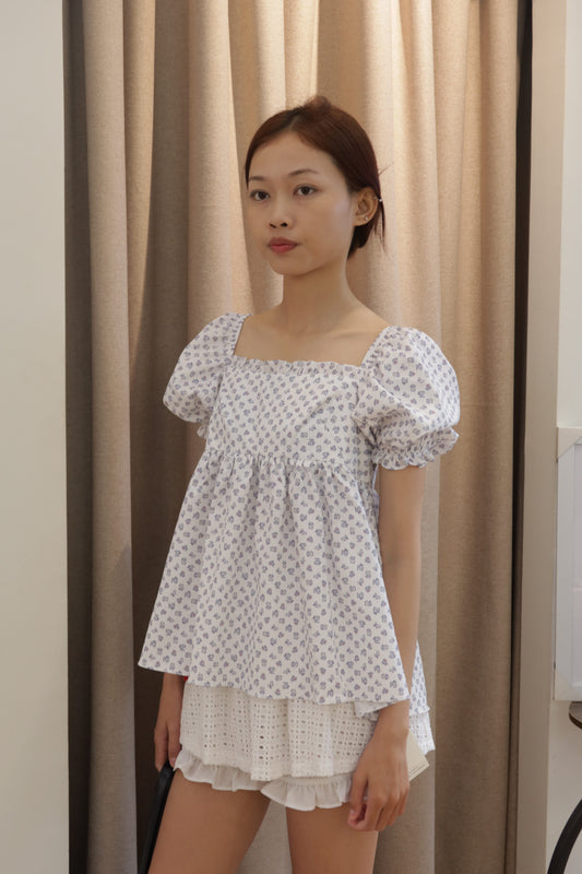 Floral puffy babydoll top