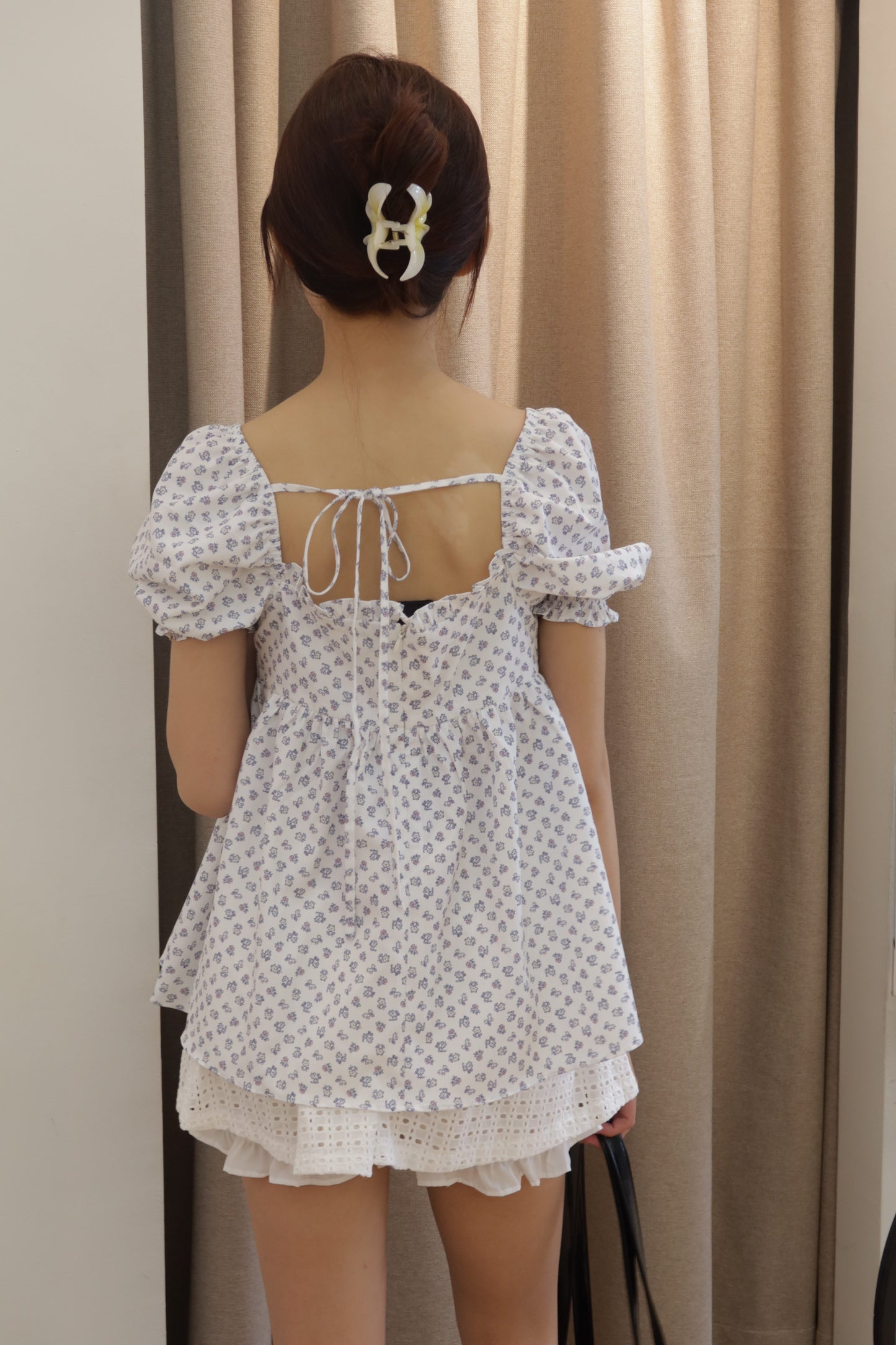 Floral puffy babydoll top
