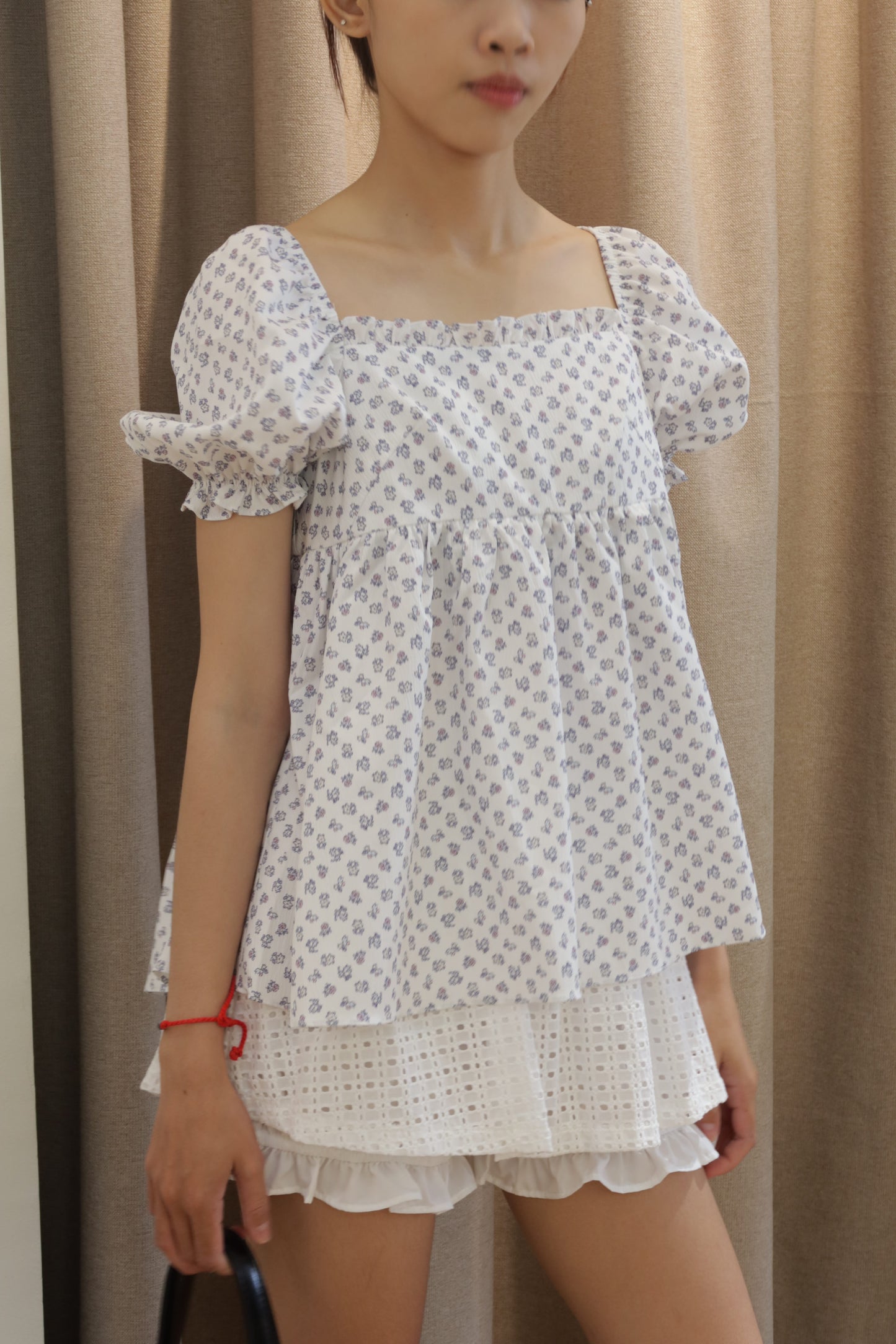 Floral puffy babydoll top