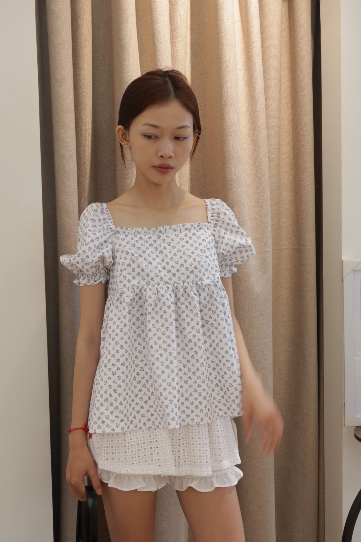 Floral puffy babydoll top