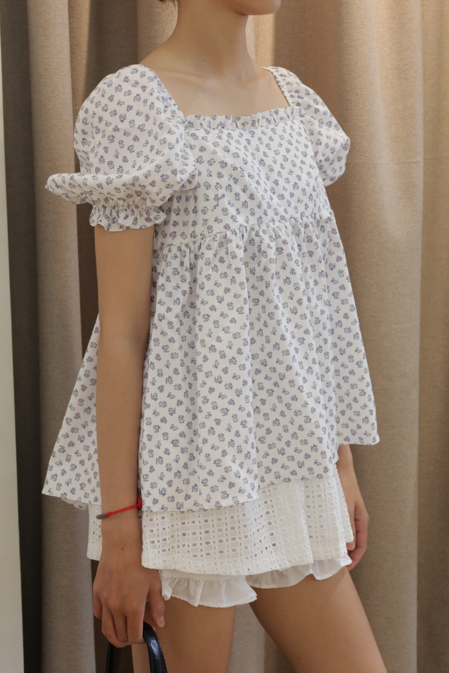 Floral puffy babydoll top