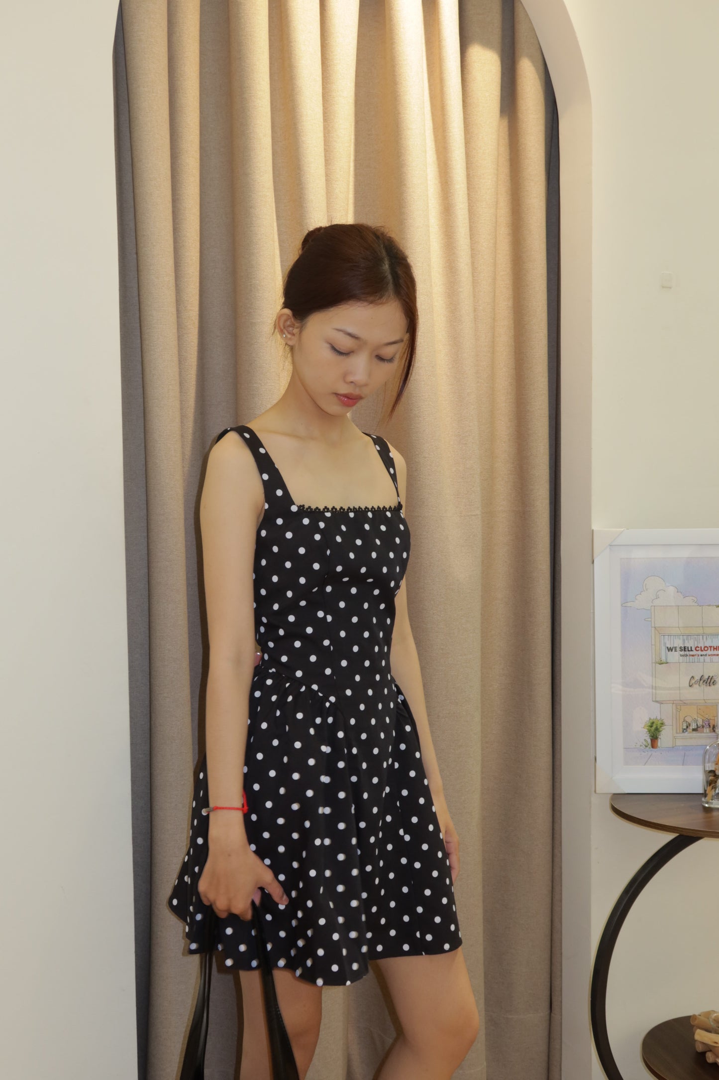 Polka dot black dress