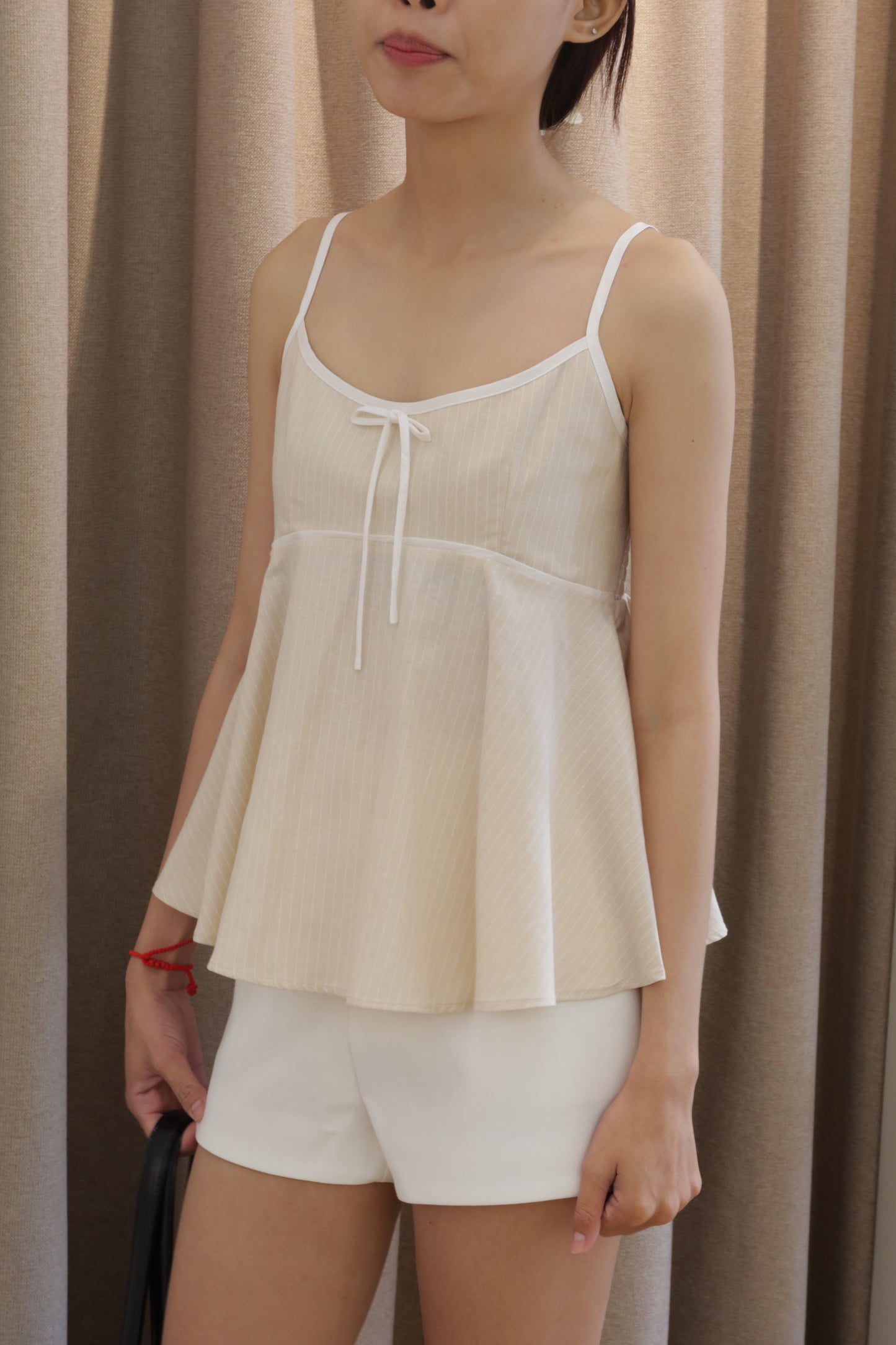 Beige stripes flowy top