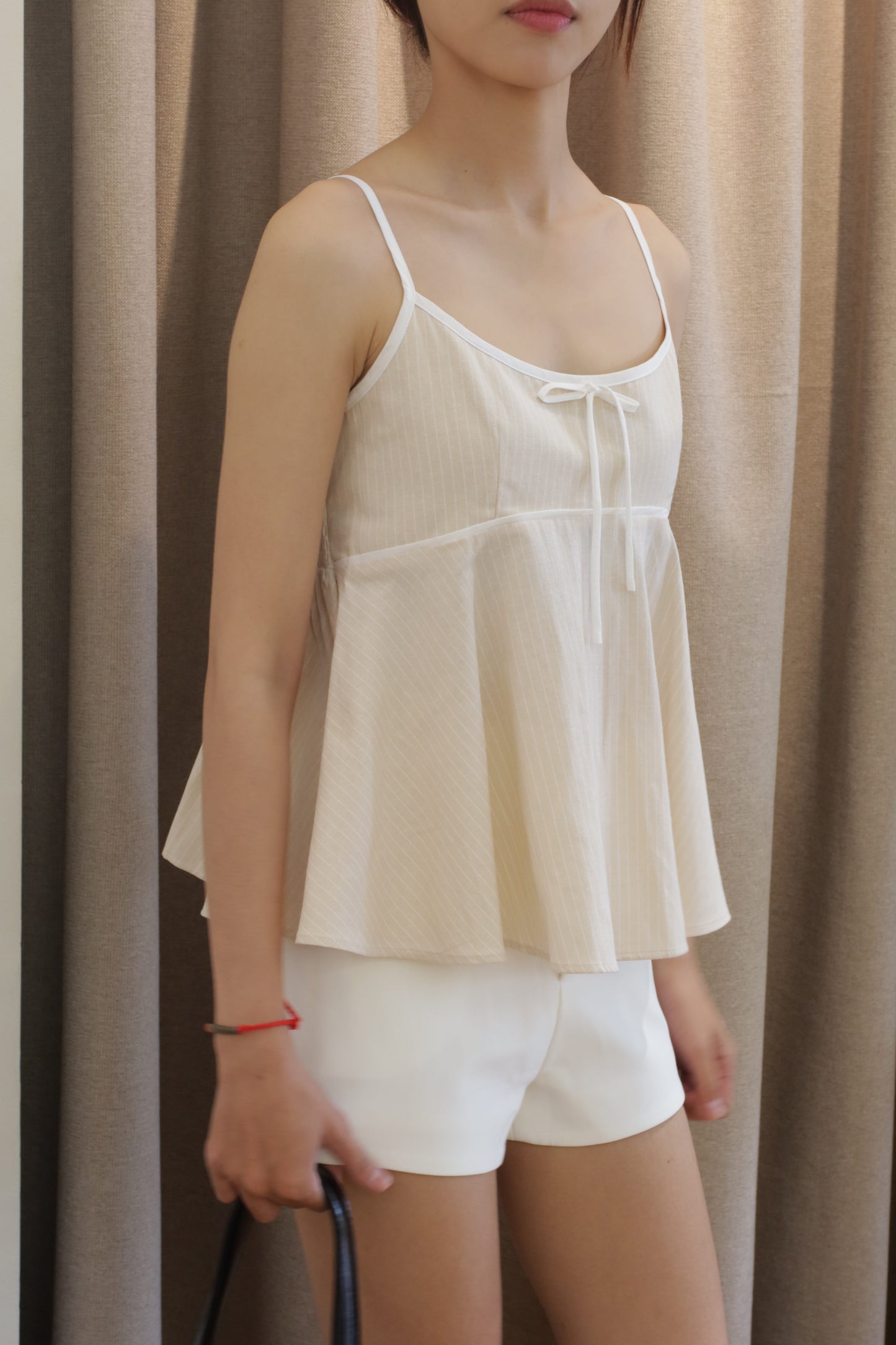 Beige stripes flowy top